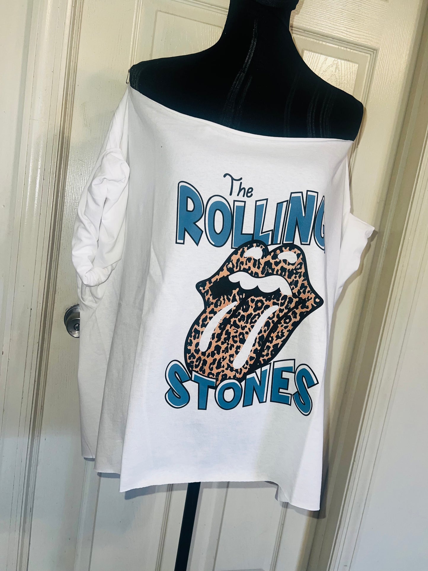 Rolling Stones Off The Shoulder Oversized Distressed Tee