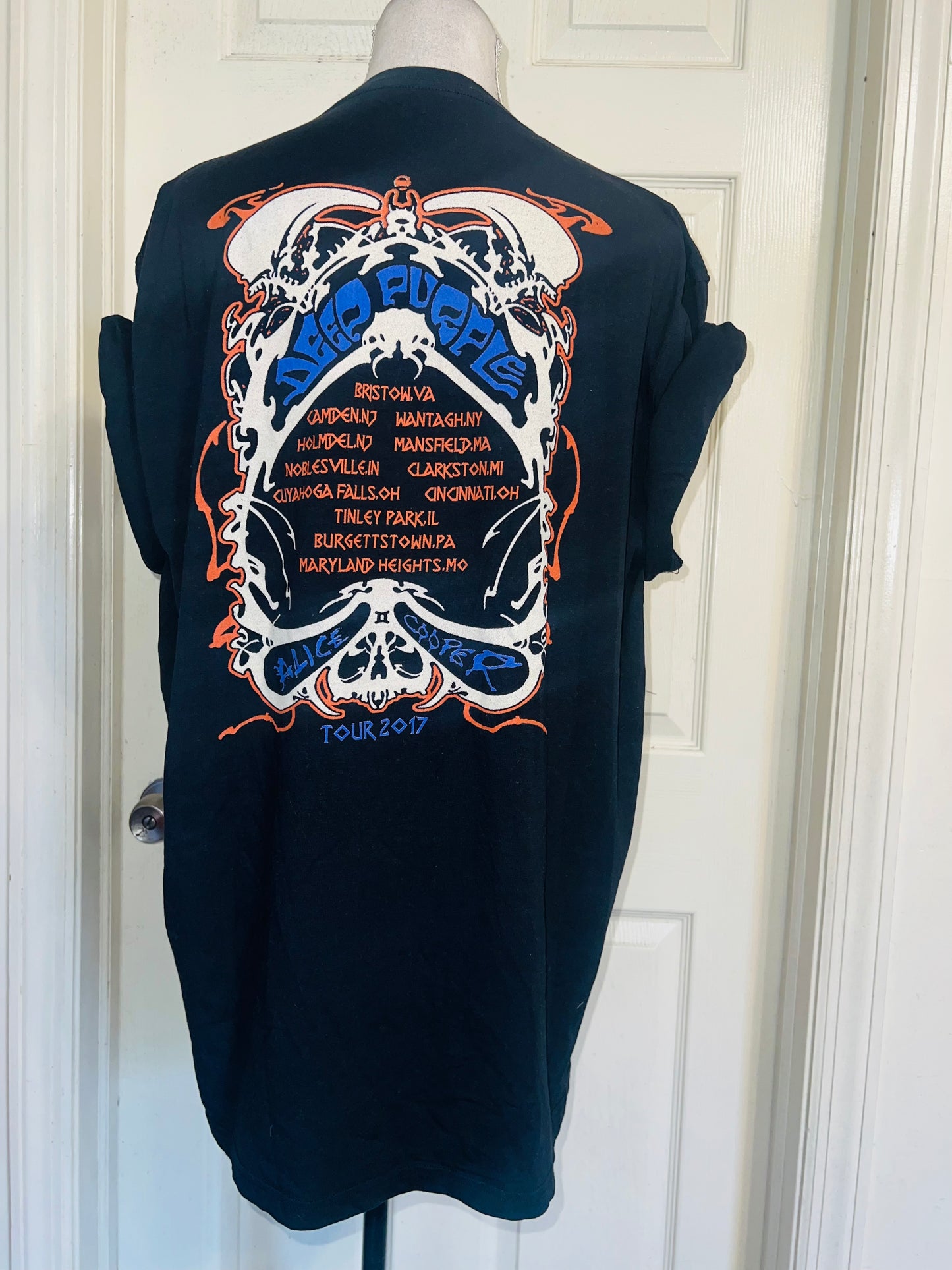 Alice Cooper and Deep Purple Double Sided Oversized Distressed Tee