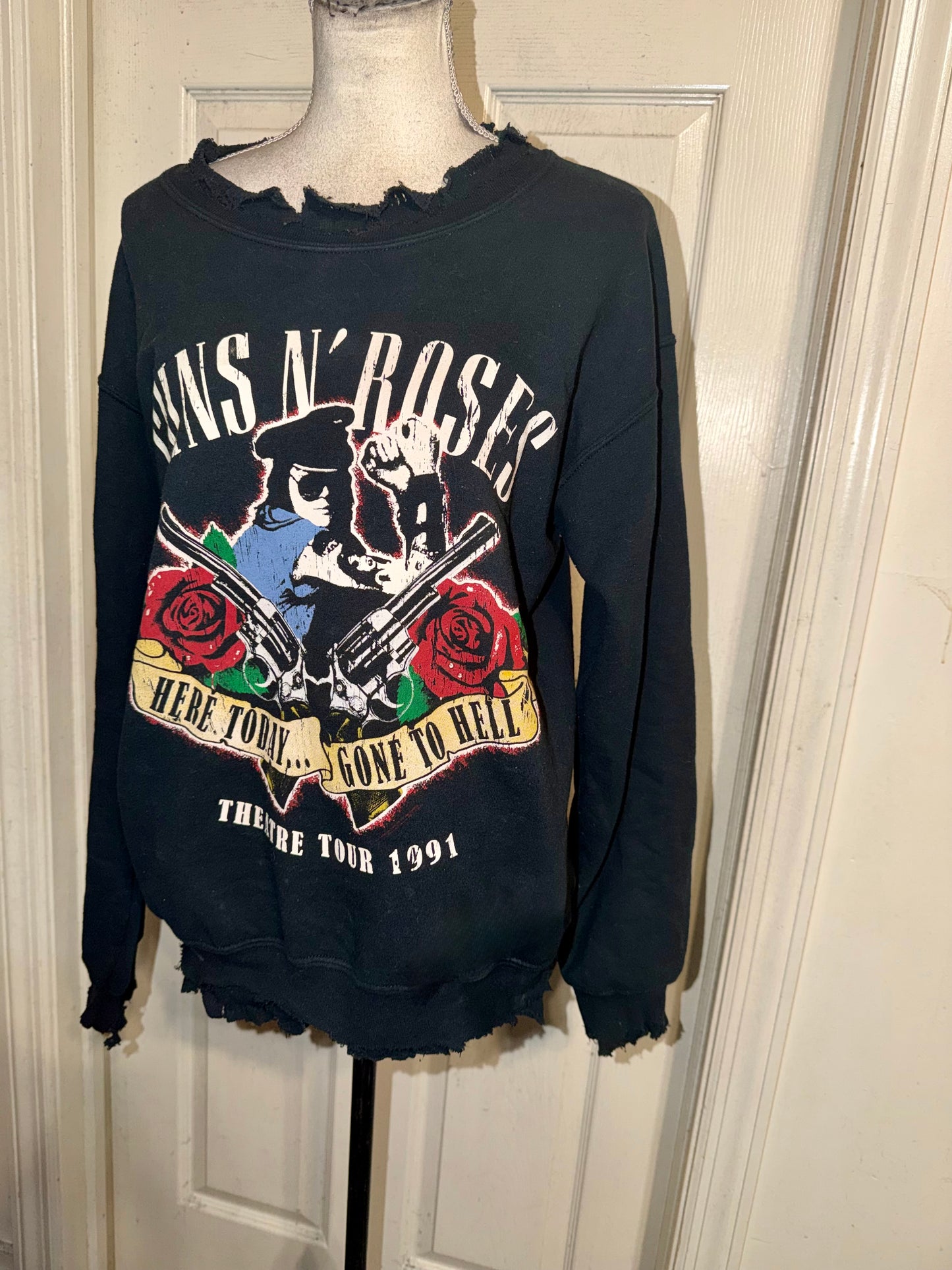 Guns N’ Roses Oversized Distressed Sweatshirt