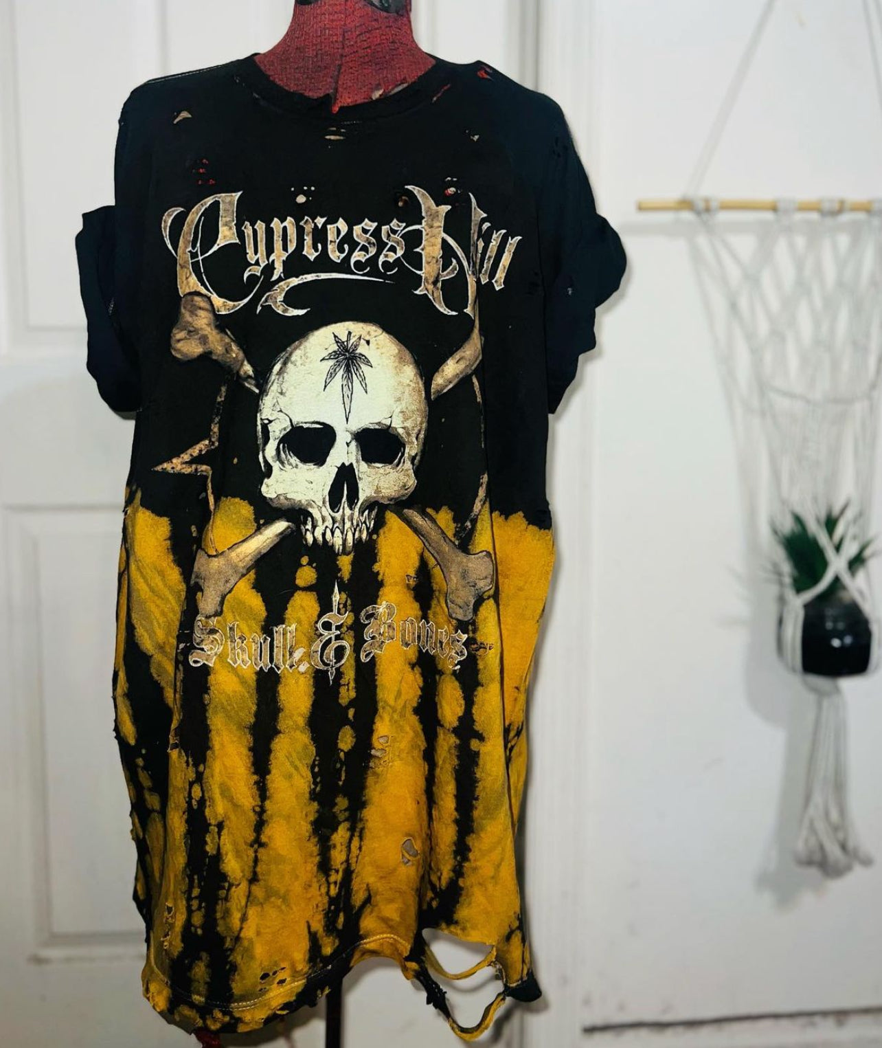 Cypress Hill “Skull & Bones” Oversized Tie Dye Distressed Tee