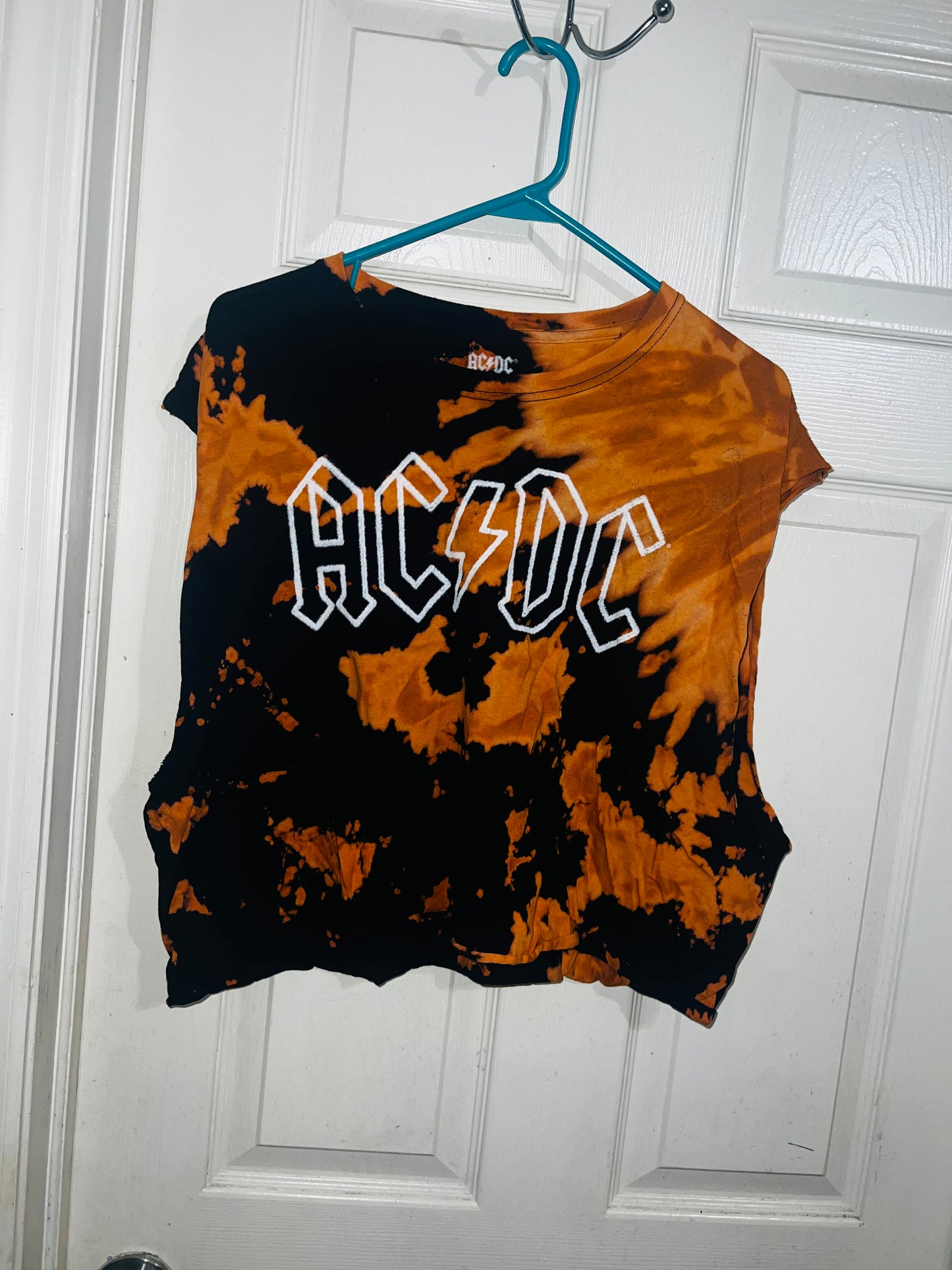 AC/DC Tie Dye Bleached Cropped Tank