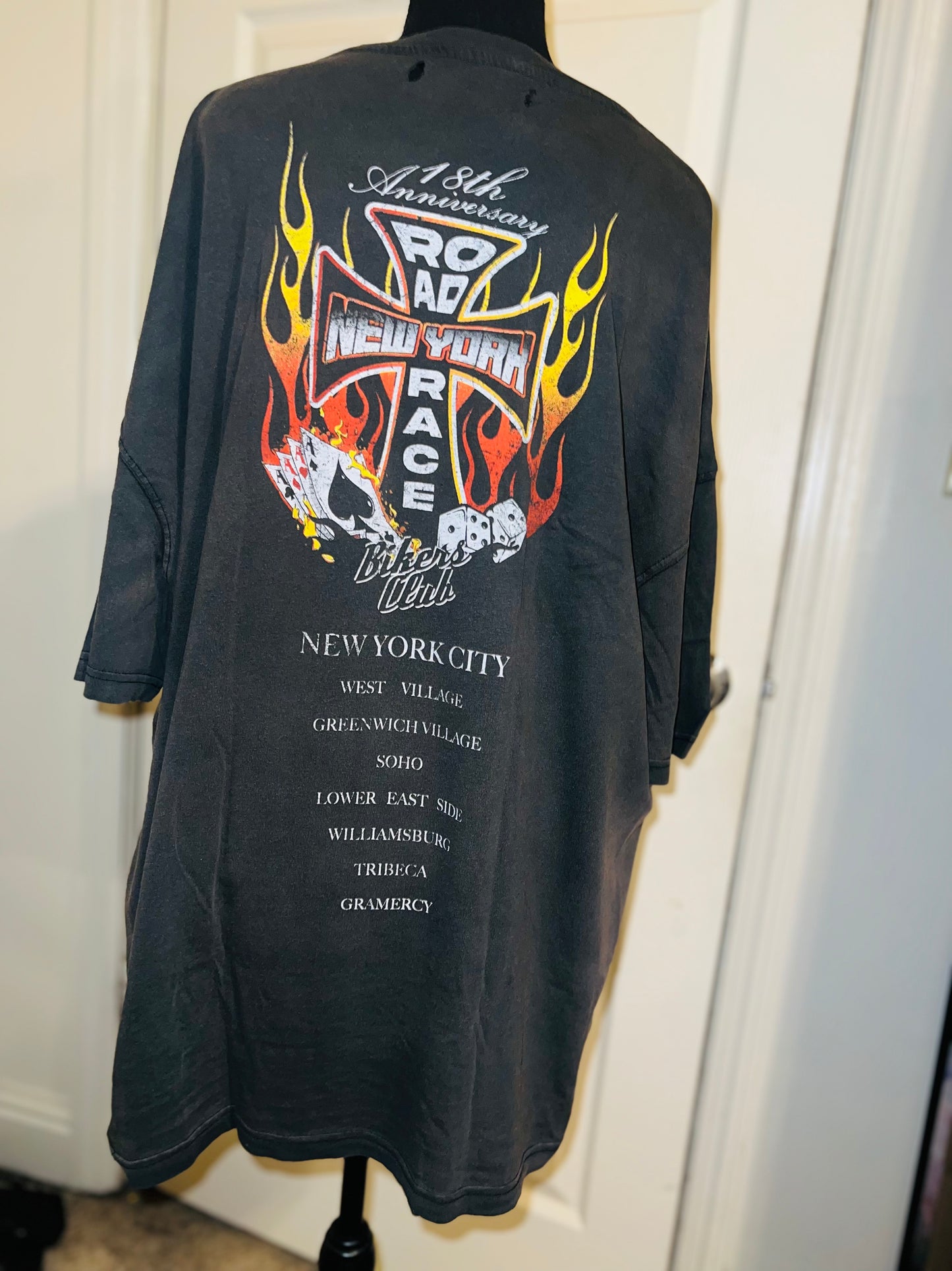 Bikers Club Road Race 18th Anniversary Vintage Oversized Distressed Tee