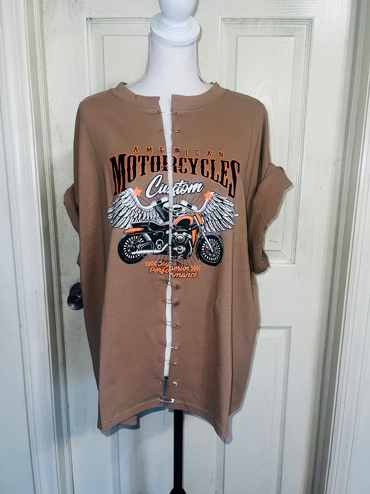Motorcycle Split Distressed Oversized Tee