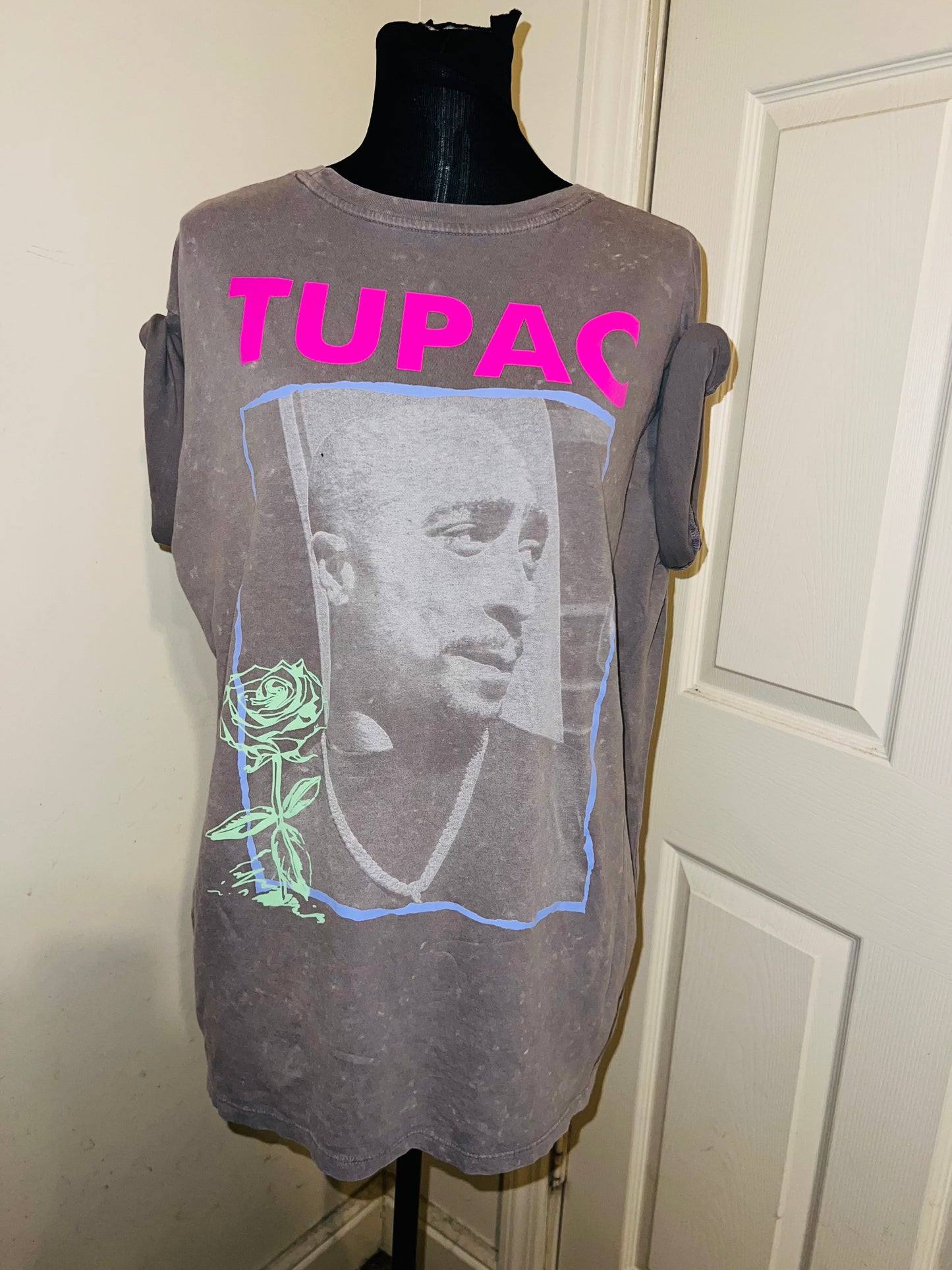 Tupac Double Sided Oversized Distressed Tee
