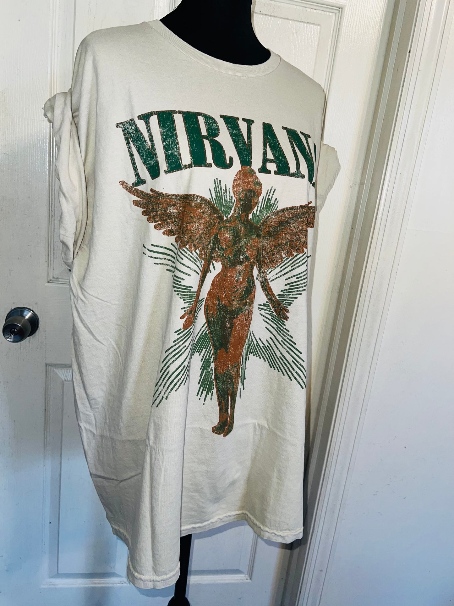 Nirvana Double Sided Oversized Distressed Tee
