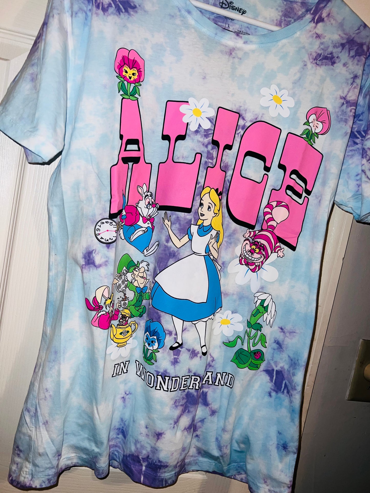 Alice in Wonderland Tie Dye Oversized Distressed Tee