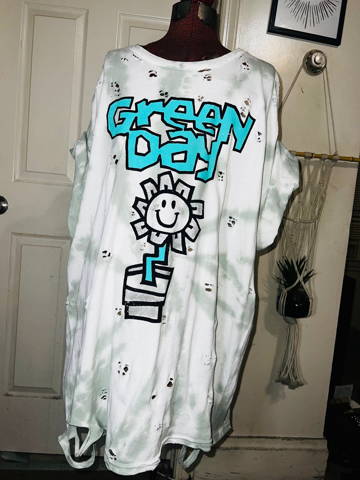 Green Day Tie Dye Double Sided Distressed Tee