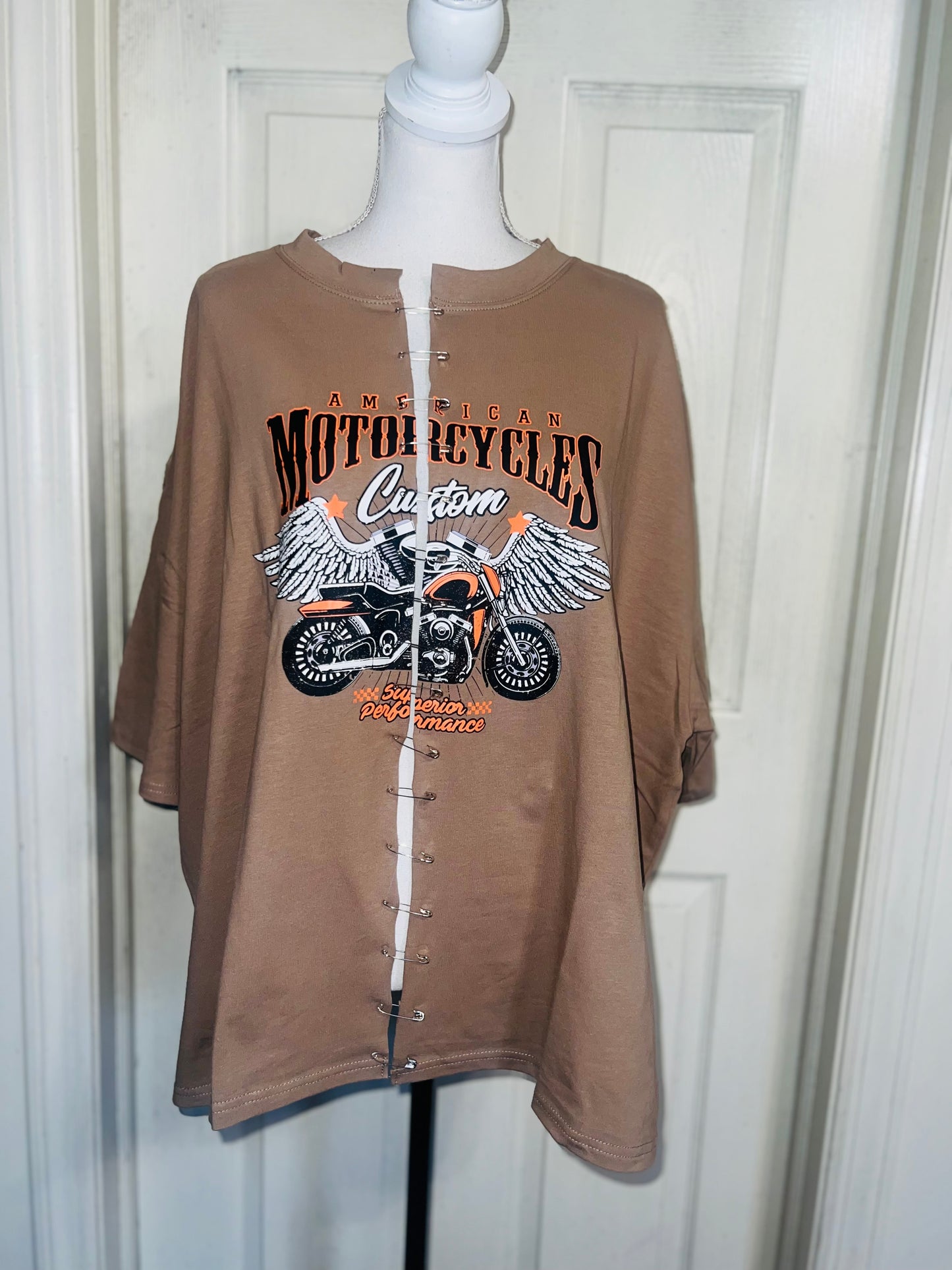 Motorcycle Split Distressed Oversized Tee