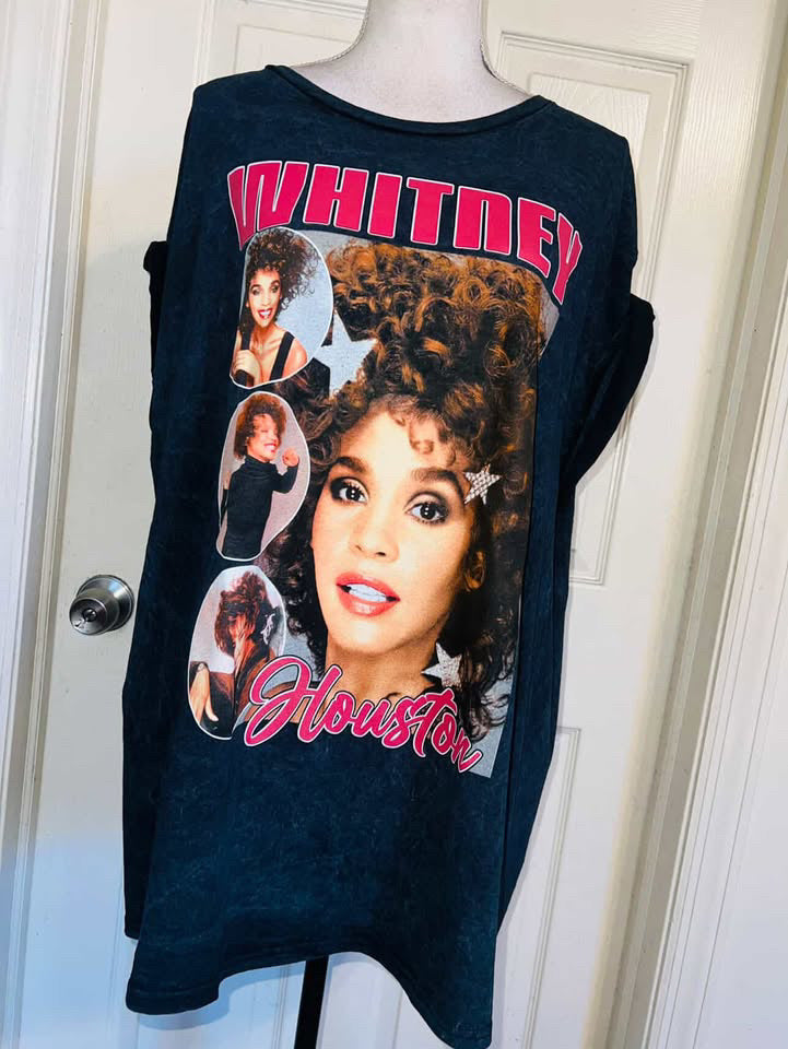 Whitney Houston Double Sided Oversized Distressed Tee