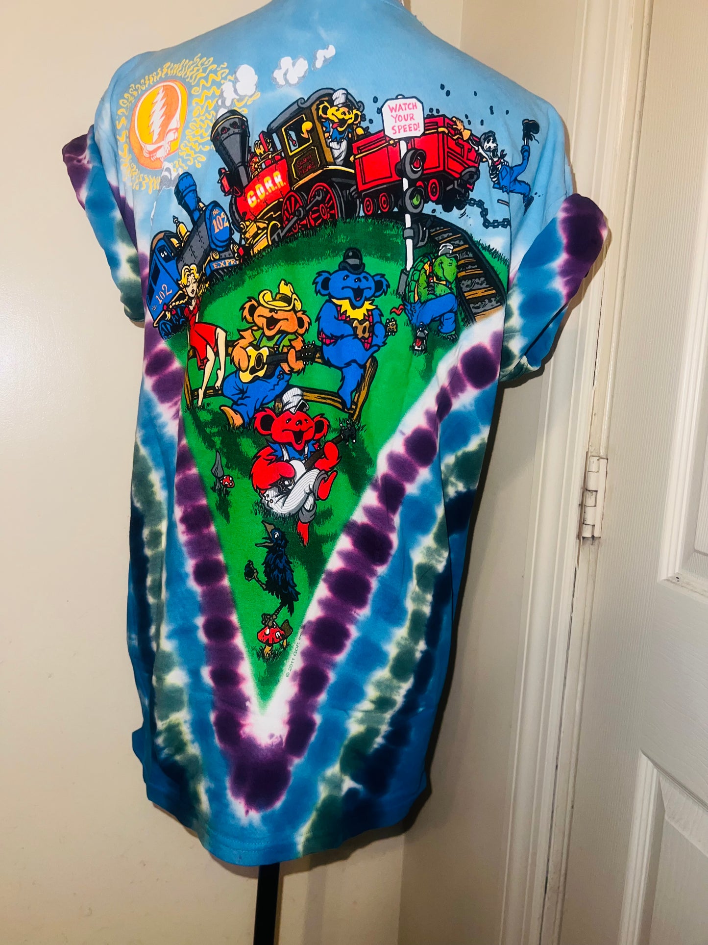 Grateful Dead Train Double Sided Oversized Distressed Tee