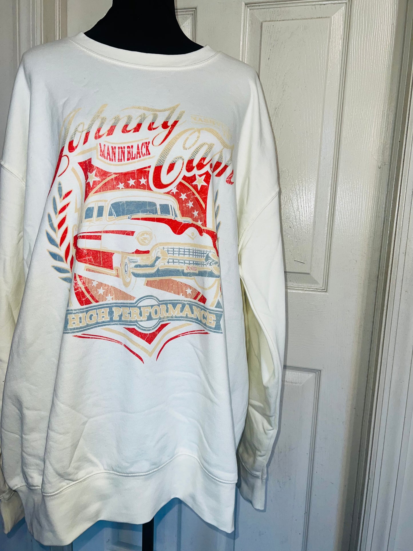 Johnny Cash Oversized Distressed Sweatshirt