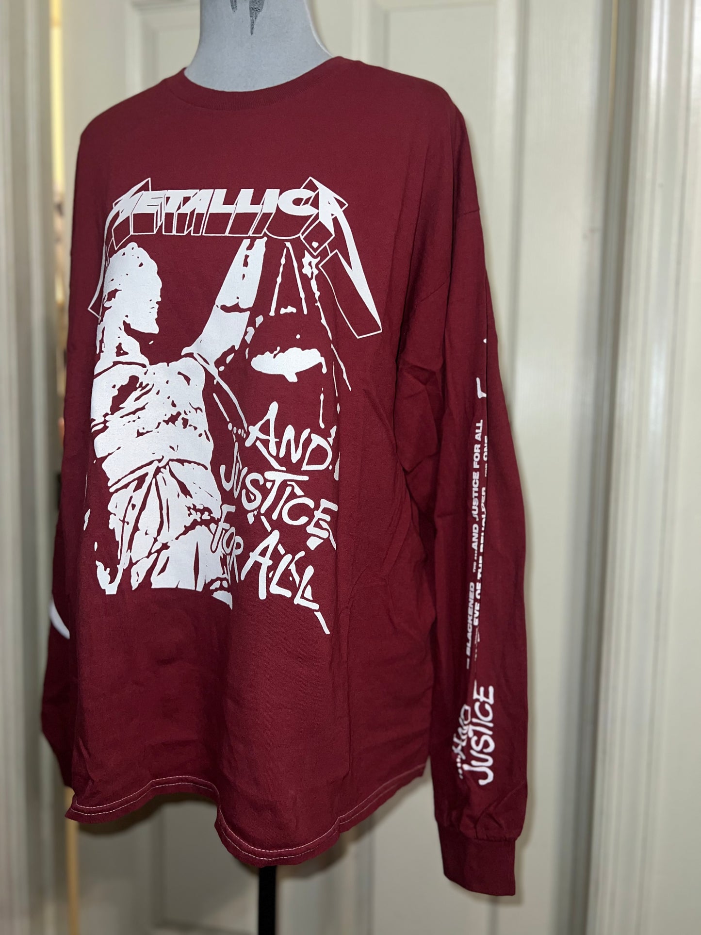 Metallica Long Sleeve Oversized Distressed Tee