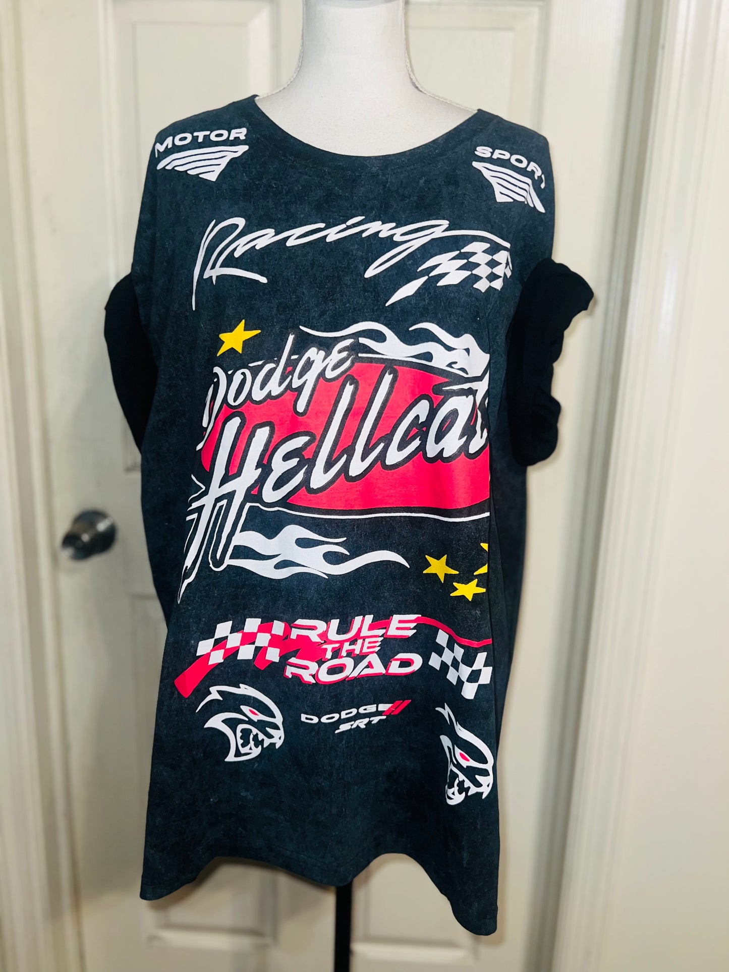 Dodge Hellcat Racing Oversized Distressed Tee on