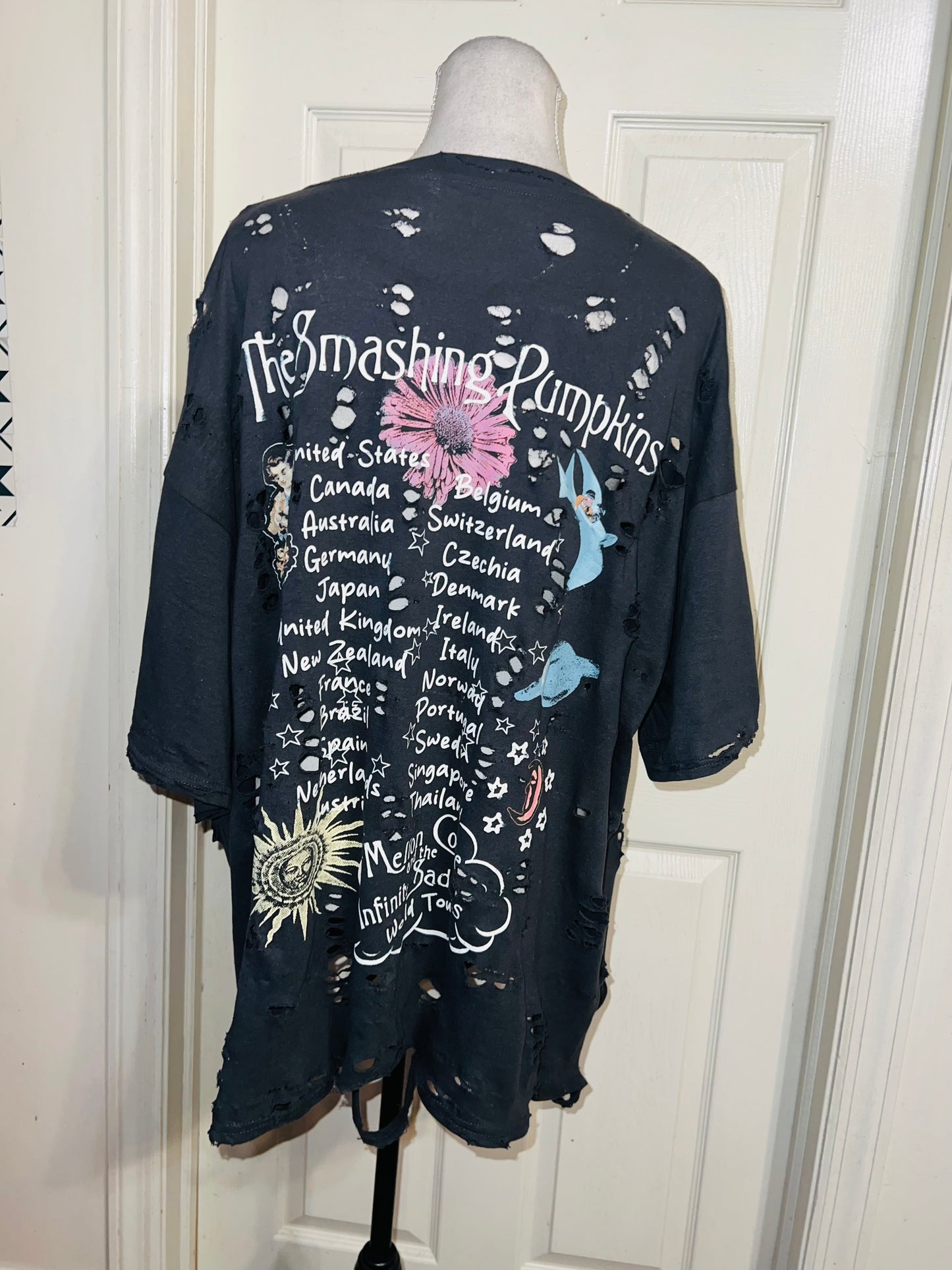 Smashing Pumpkins Double Sided Oversized Distressed Tee