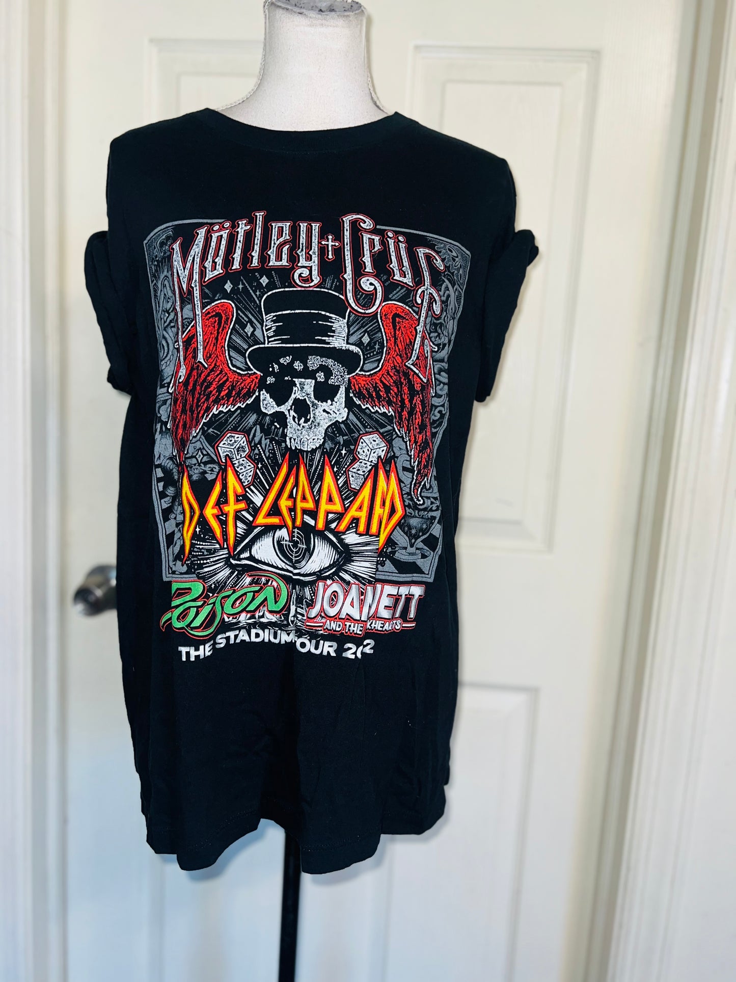 Motley Crue, Def Leppard, Poison, and Joan Jett Double Sided Oversized Tee