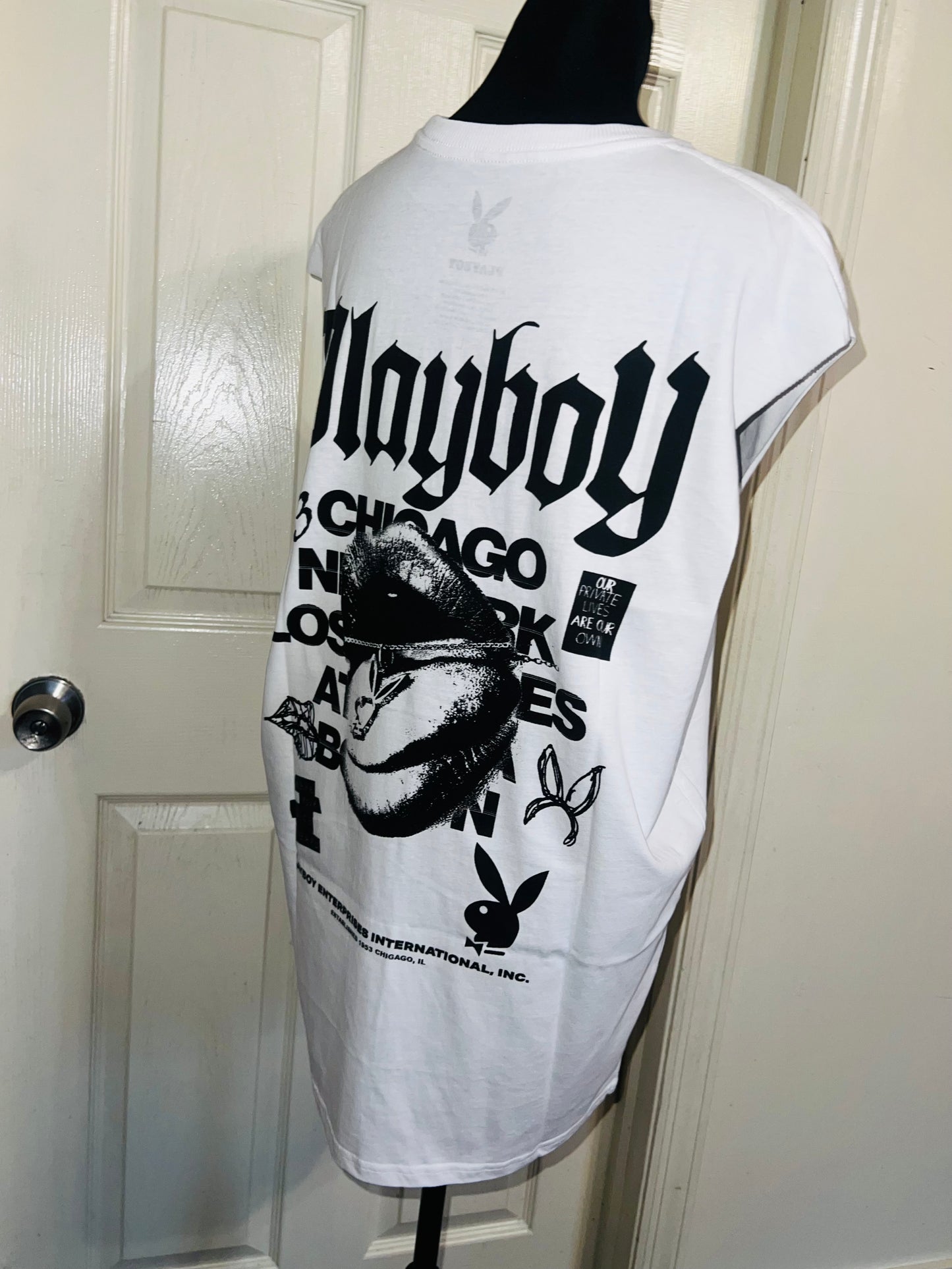 Playboy Double Sided Oversized Distressed Tank