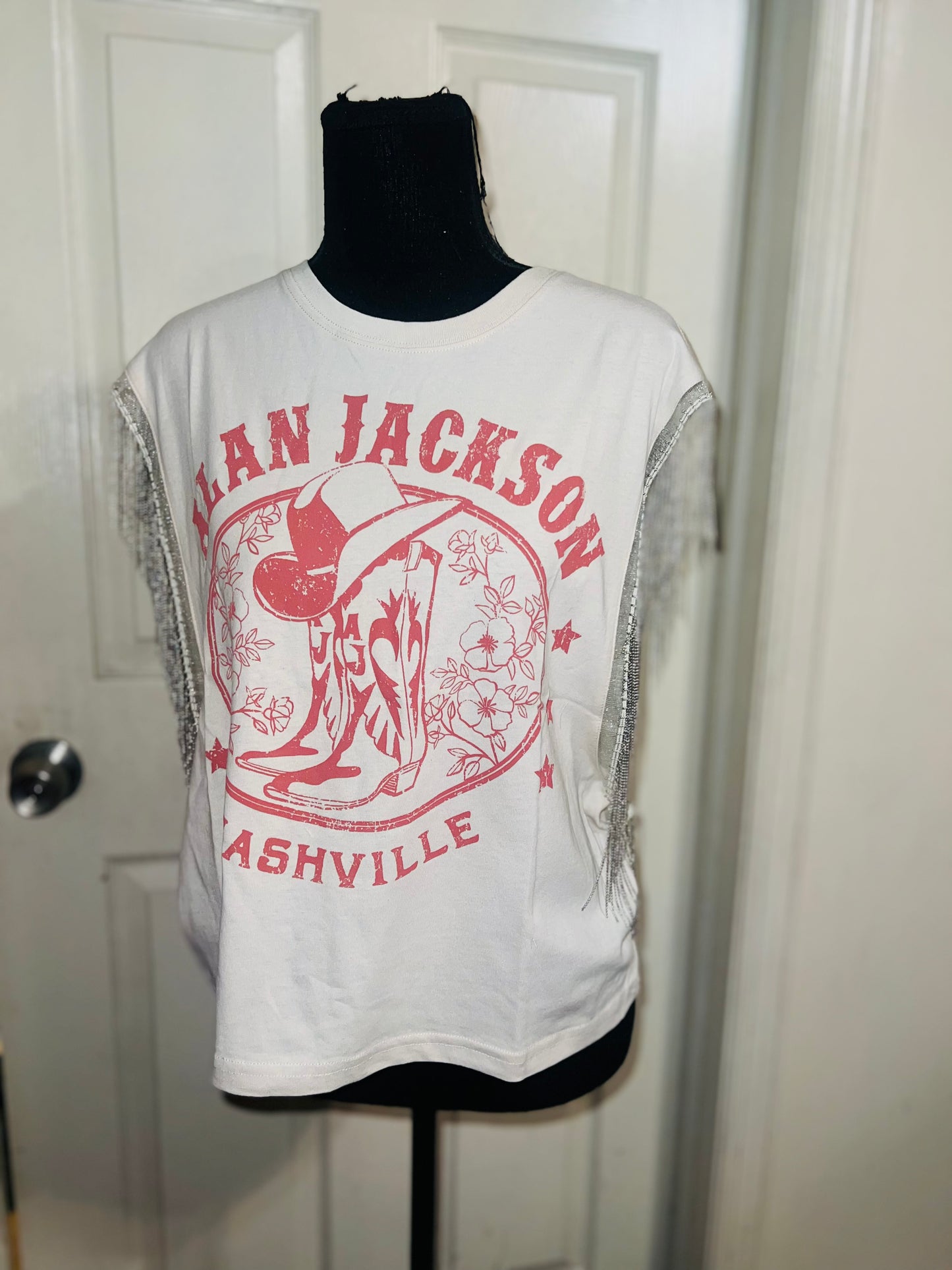 Alan Jackson Oversized Metal Fringe Muscle Tee