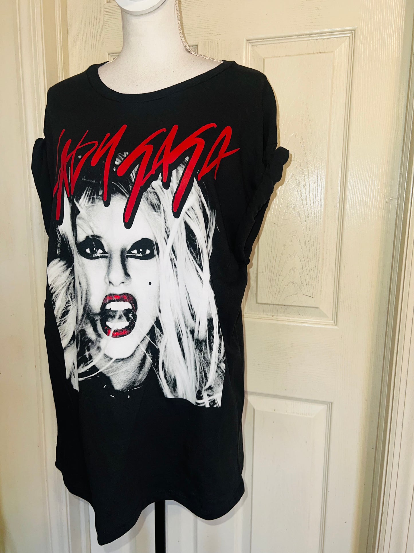 Lady Gaga Oversized Distressed Tee
