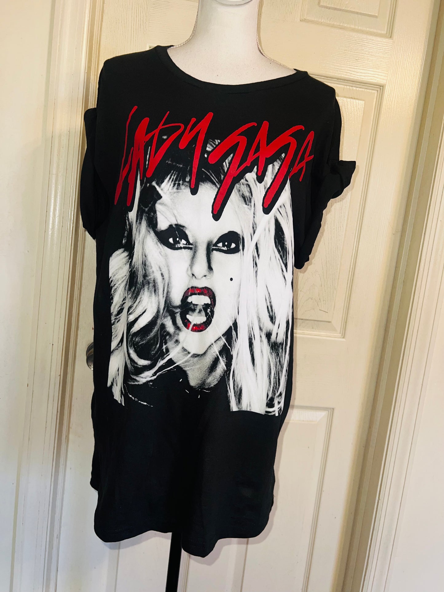 Lady Gaga Oversized Distressed Tee