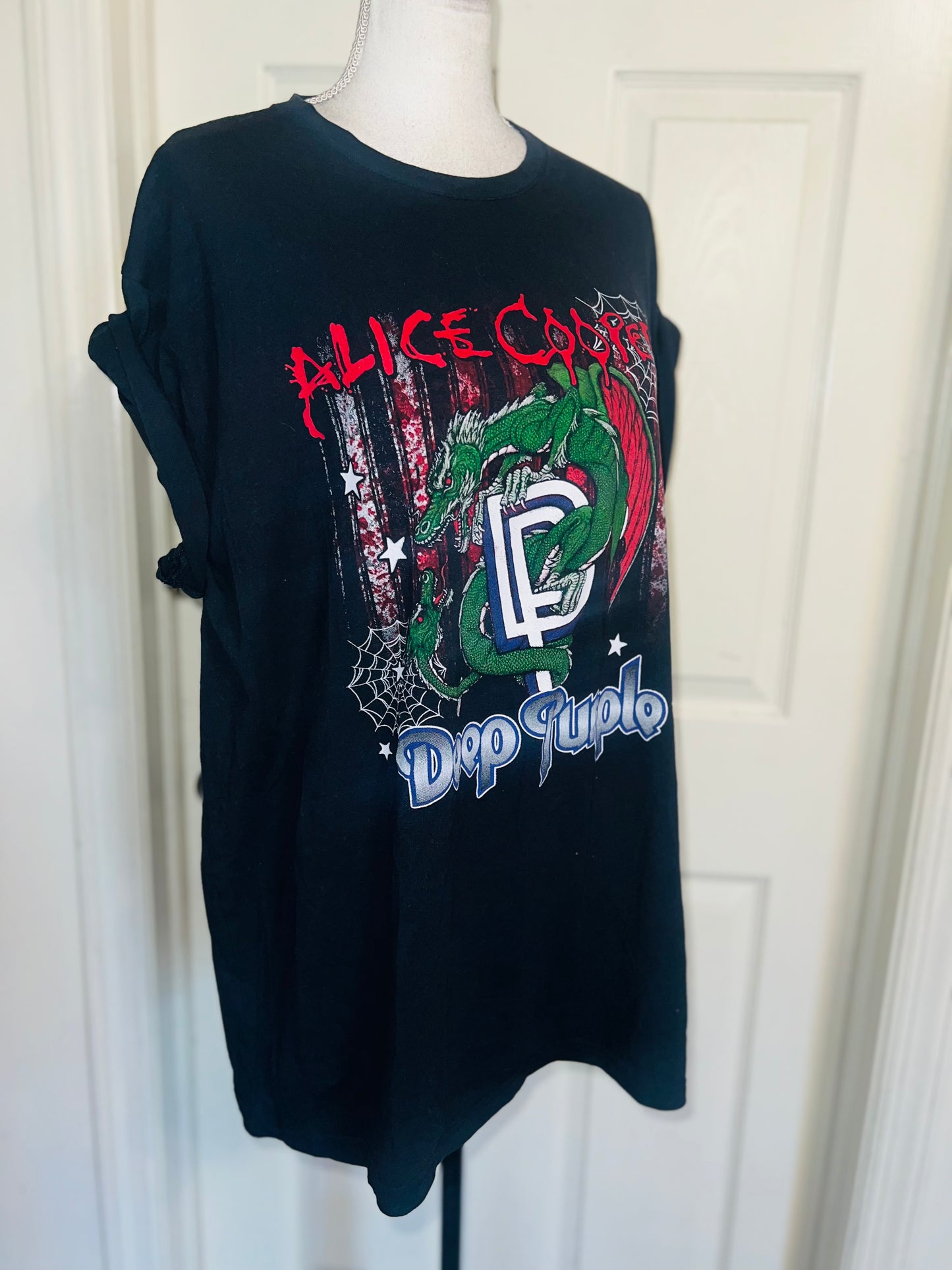 Alice Cooper and Deep Purple Double Sided Oversized Distressed Tee
