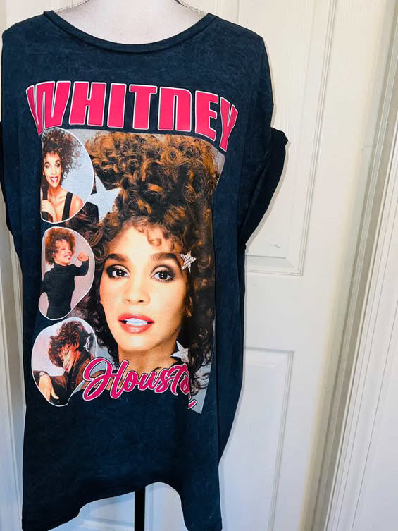Whitney Houston Double Sided Oversized Distressed Tee