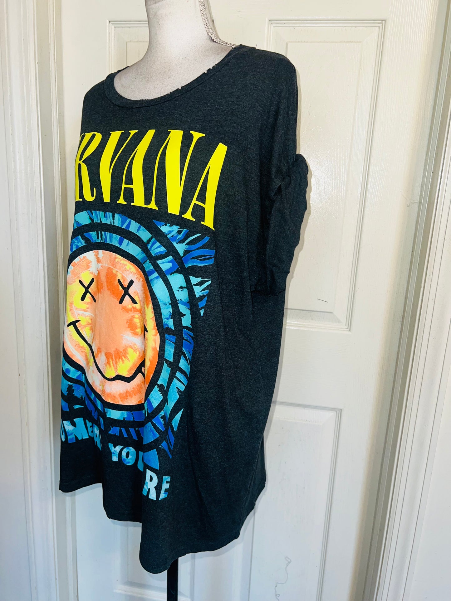 Nirvana Double Sided Oversized Distressed Tee
