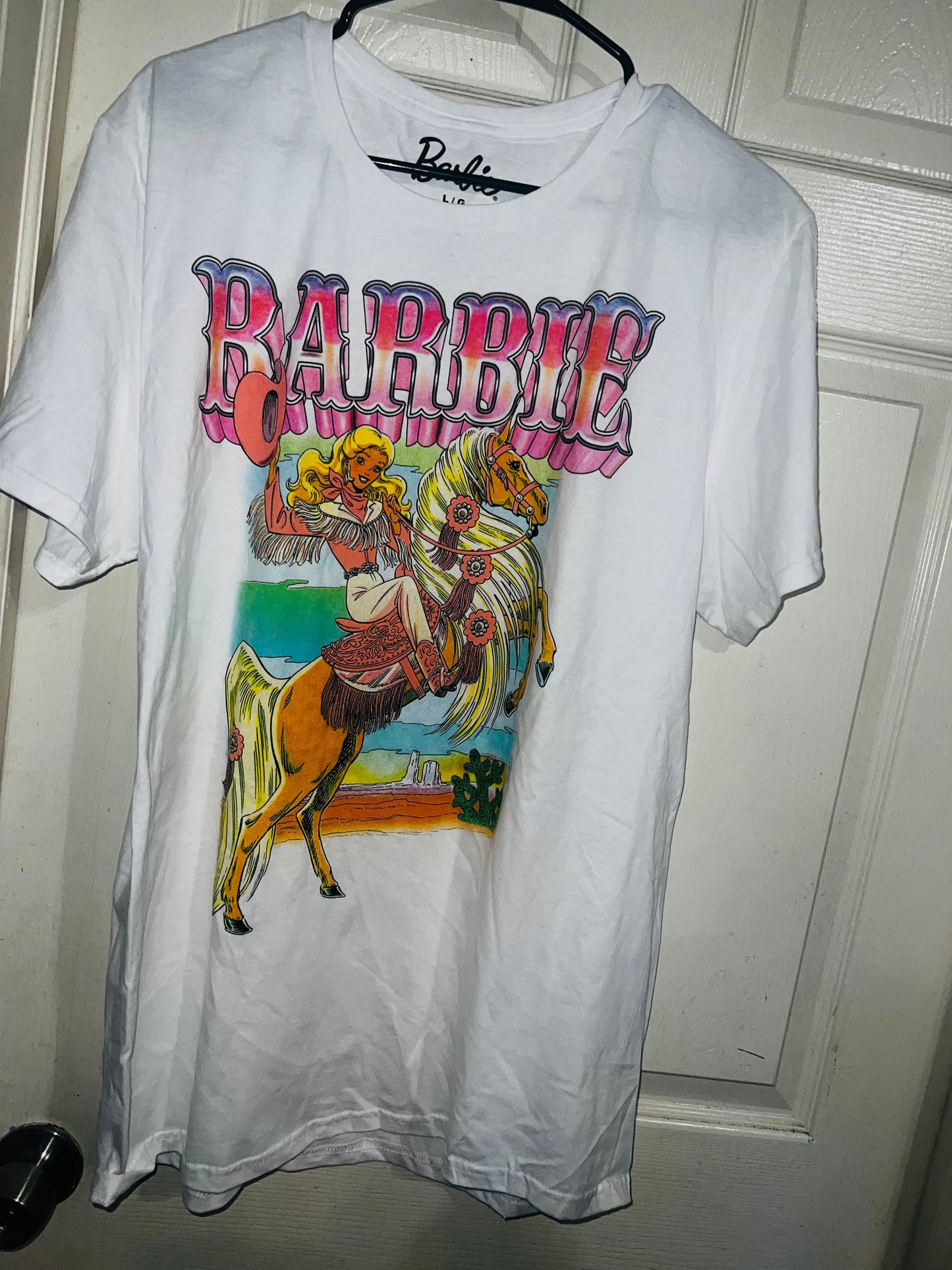 Barbie Cowgirl Oversized Distressed Tee