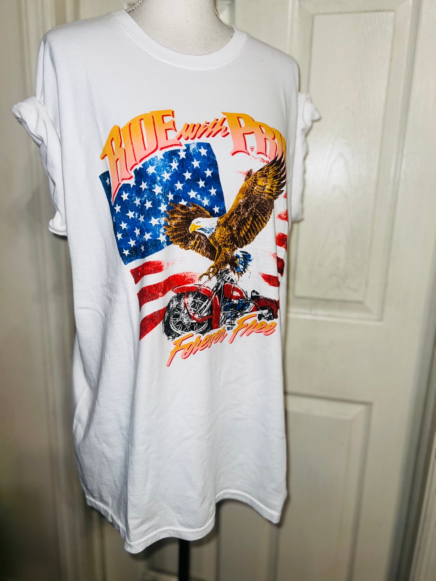 Ride With Pride Oversized Distressed Tee