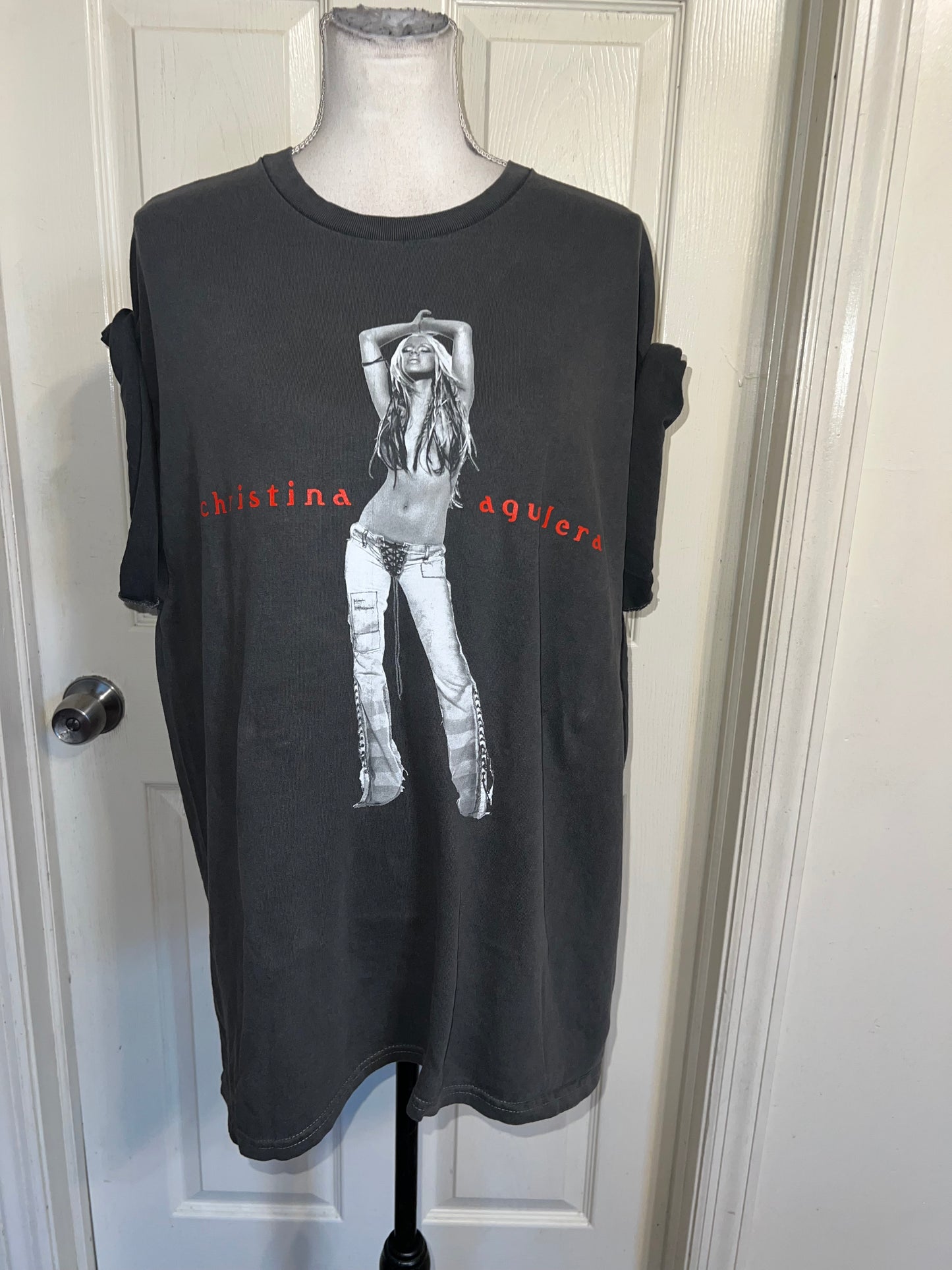 Christina Aguilera Oversized Distressed Tee
