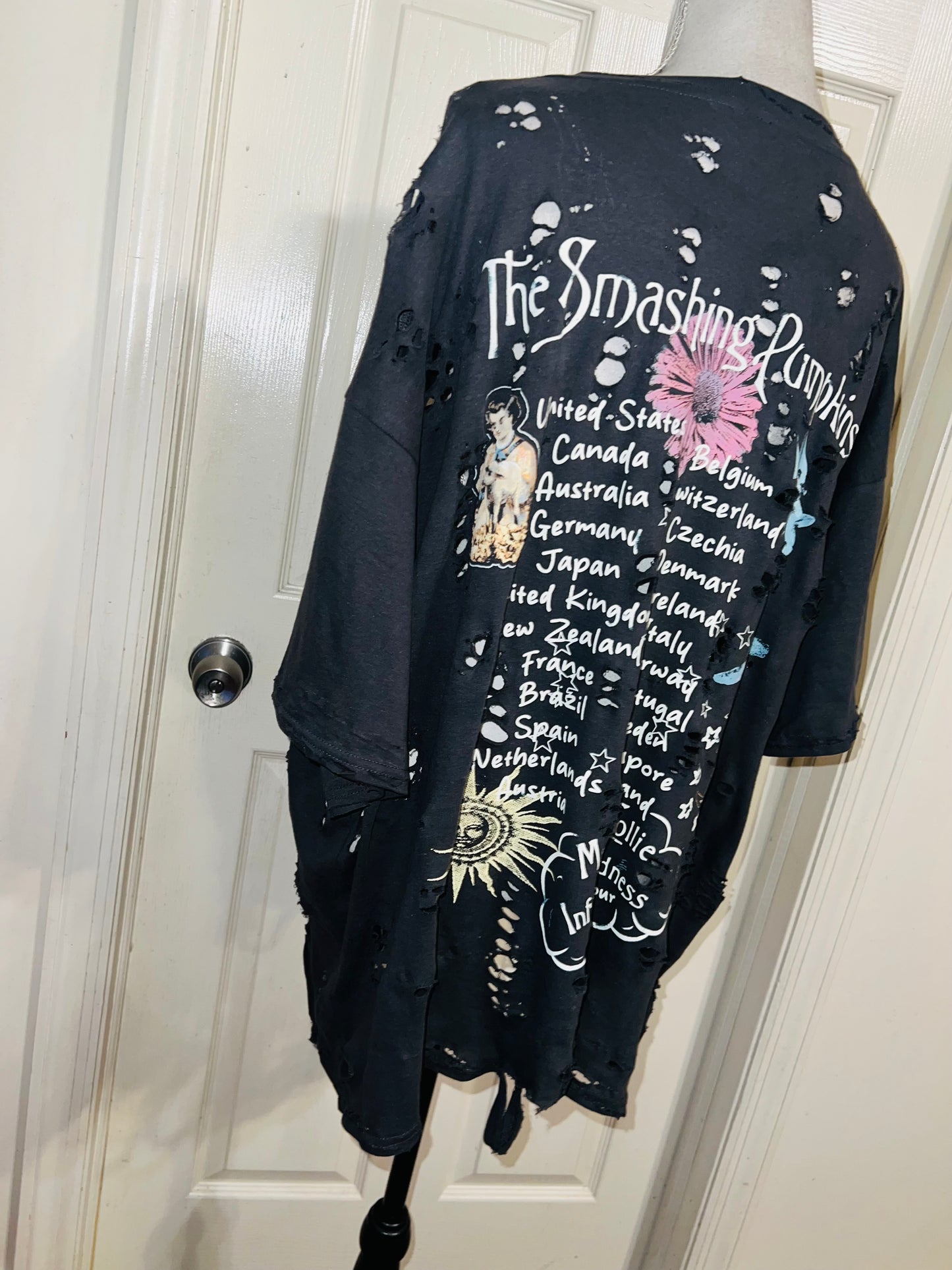 Smashing Pumpkins Double Sided Oversized Distressed Tee