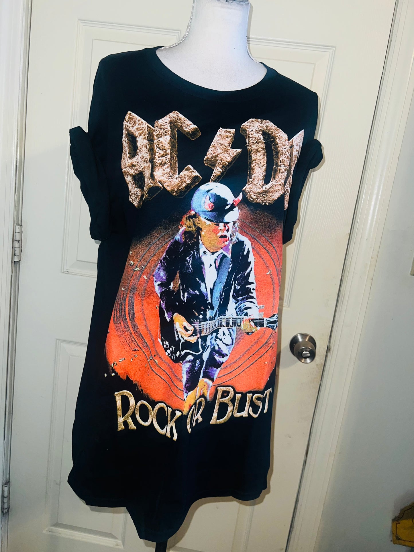 AC/DC Double Sided Oversized Distressed Tee