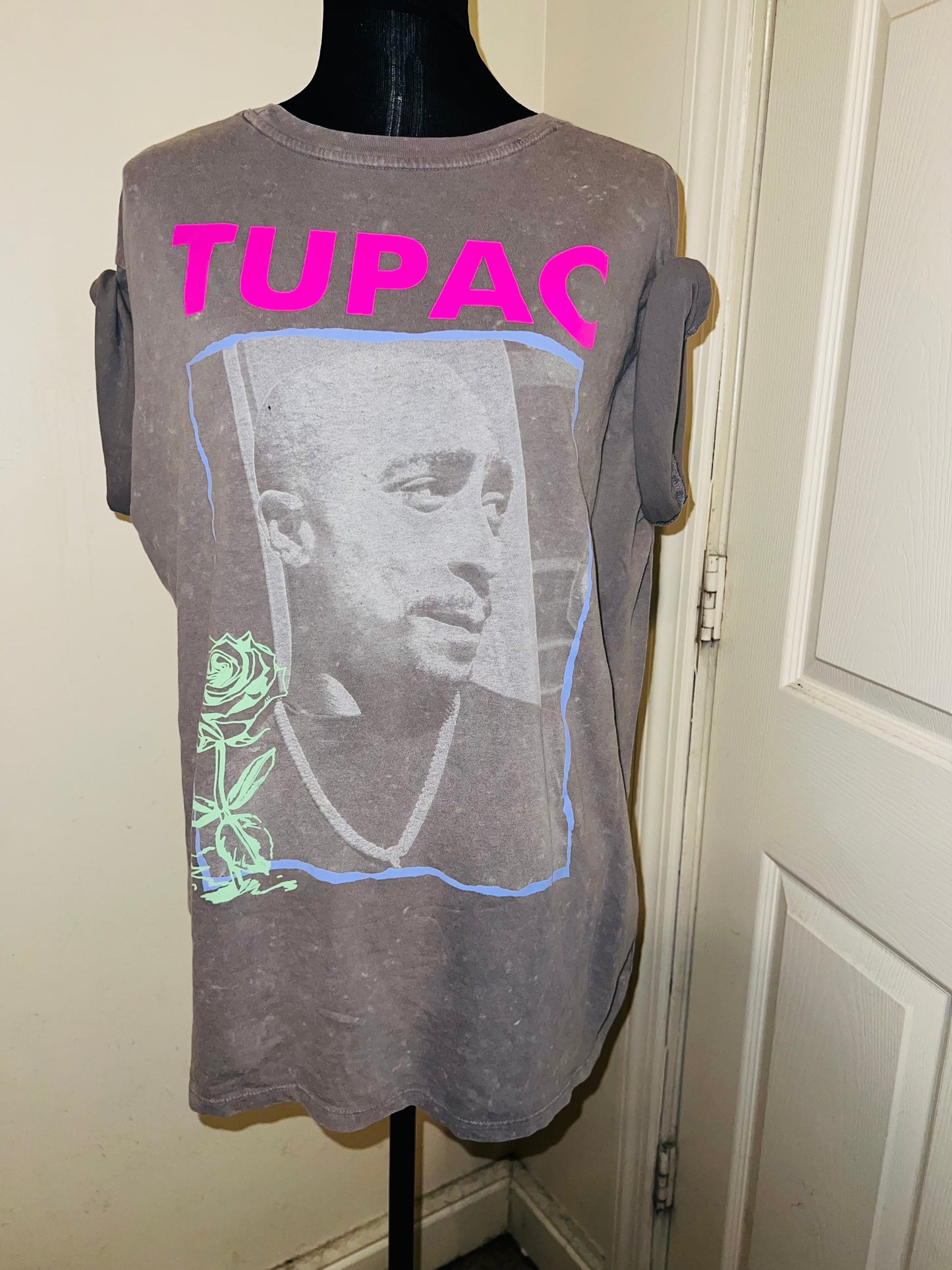 Tupac Double Sided Oversized Distressed Tee