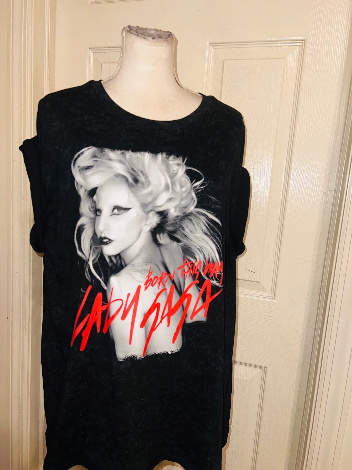 Lady Gaga Oversized Distressed Tee