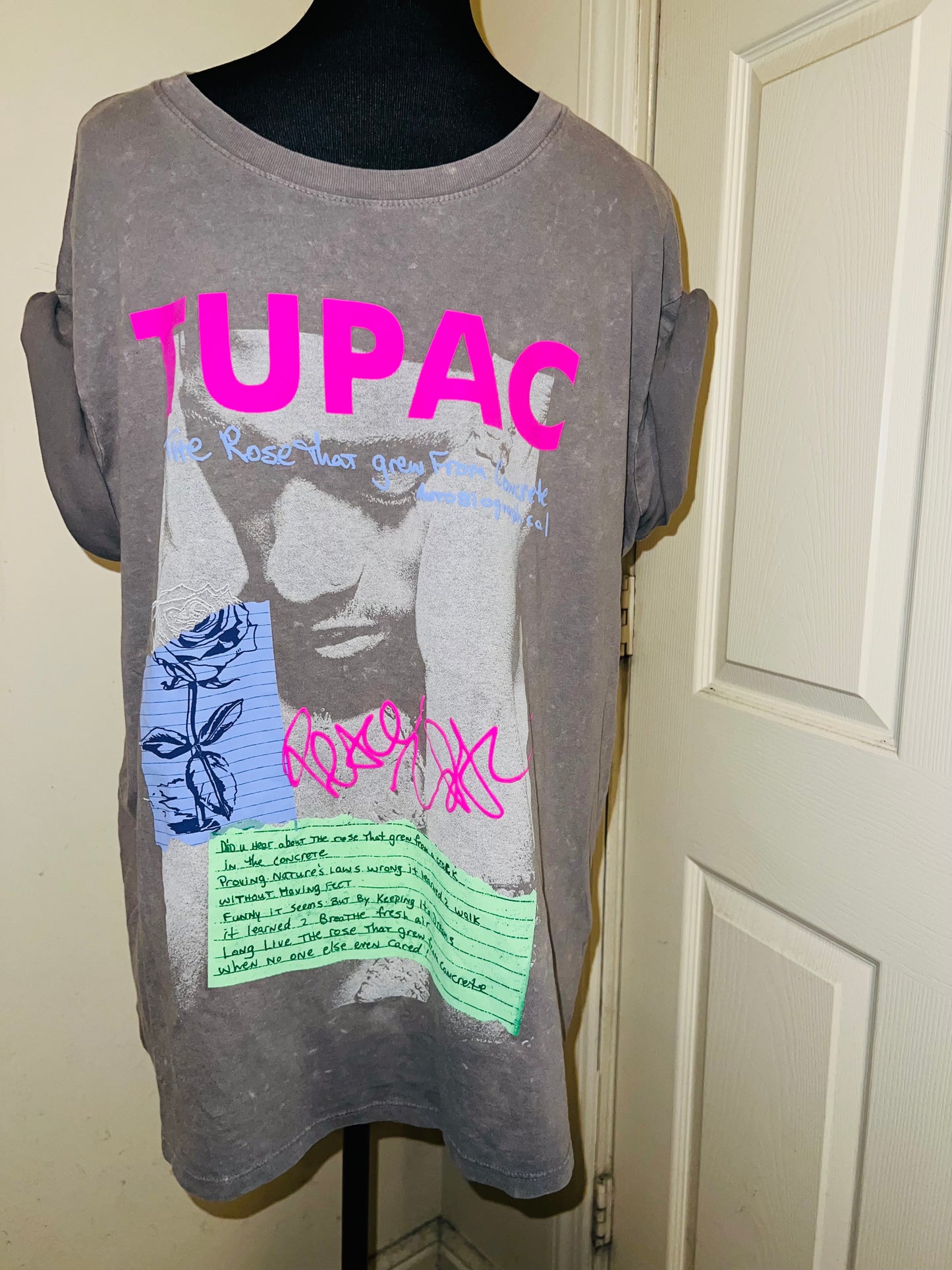Tupac Double Sided Oversized Distressed Tee