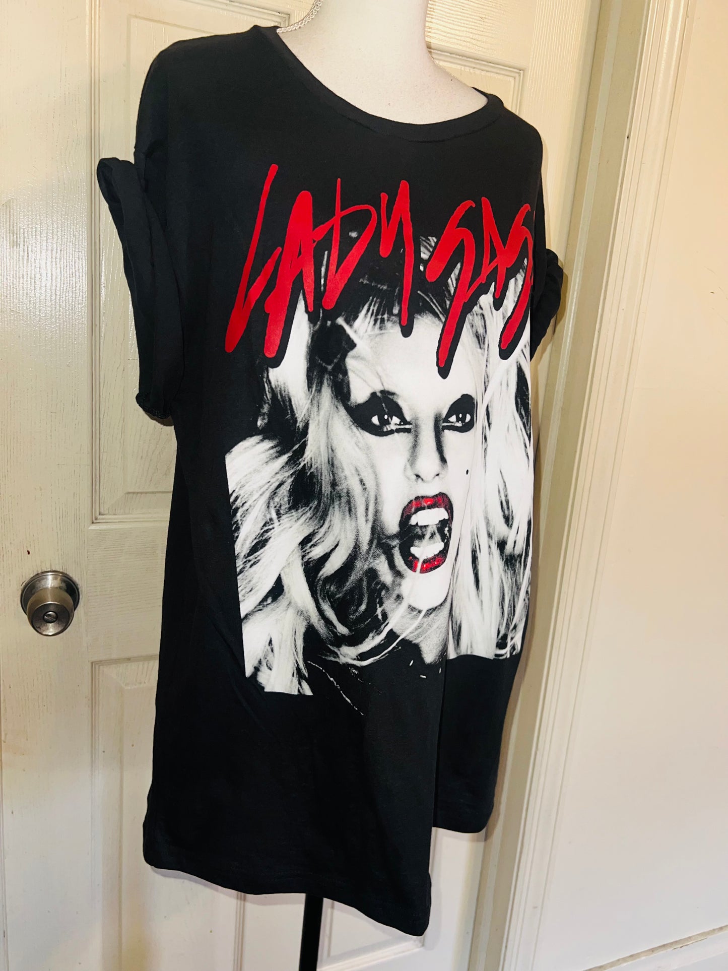 Lady Gaga Oversized Distressed Tee