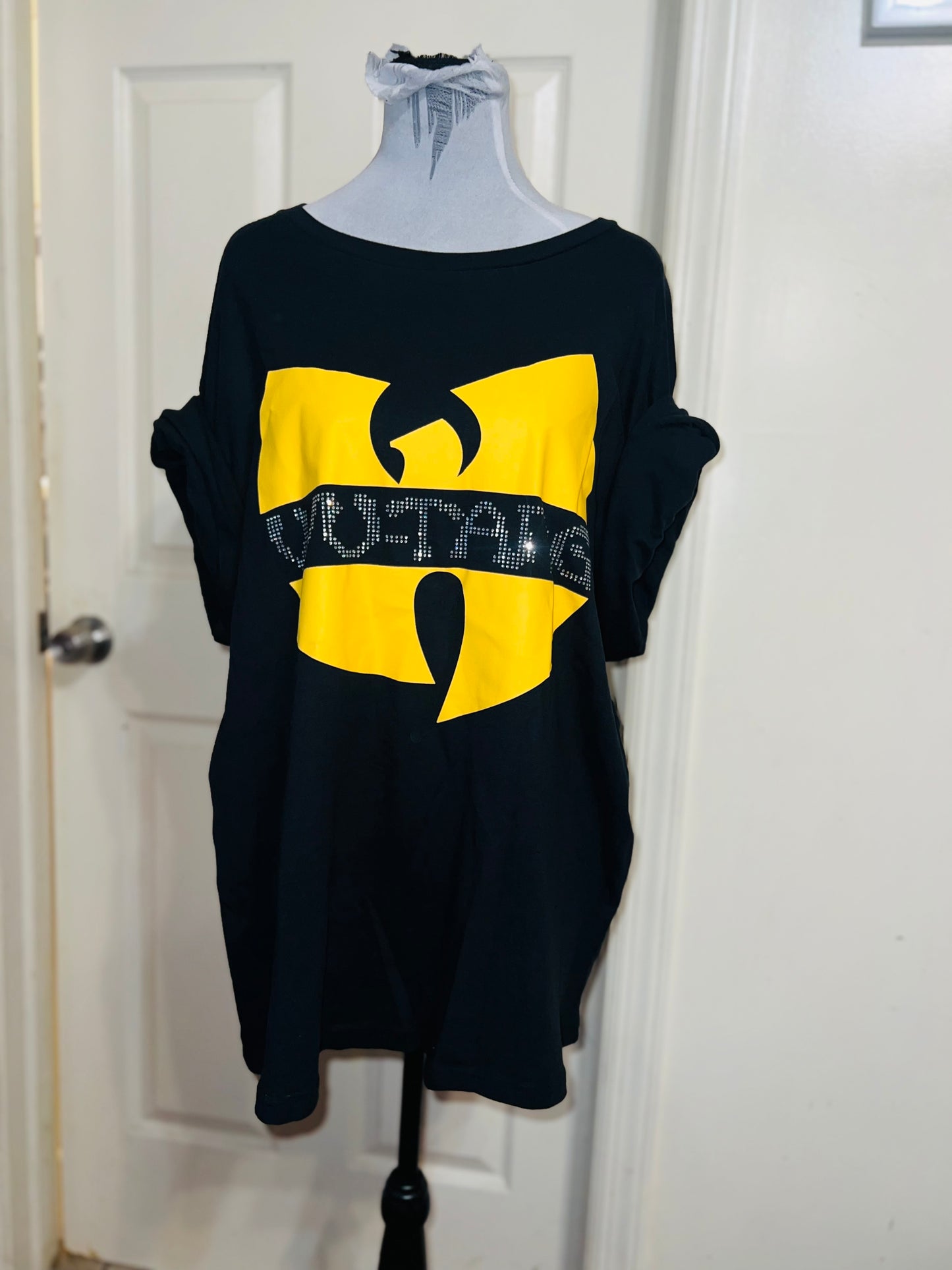 Wu-Tang Clan Rhinestone Oversized Distressed Tee