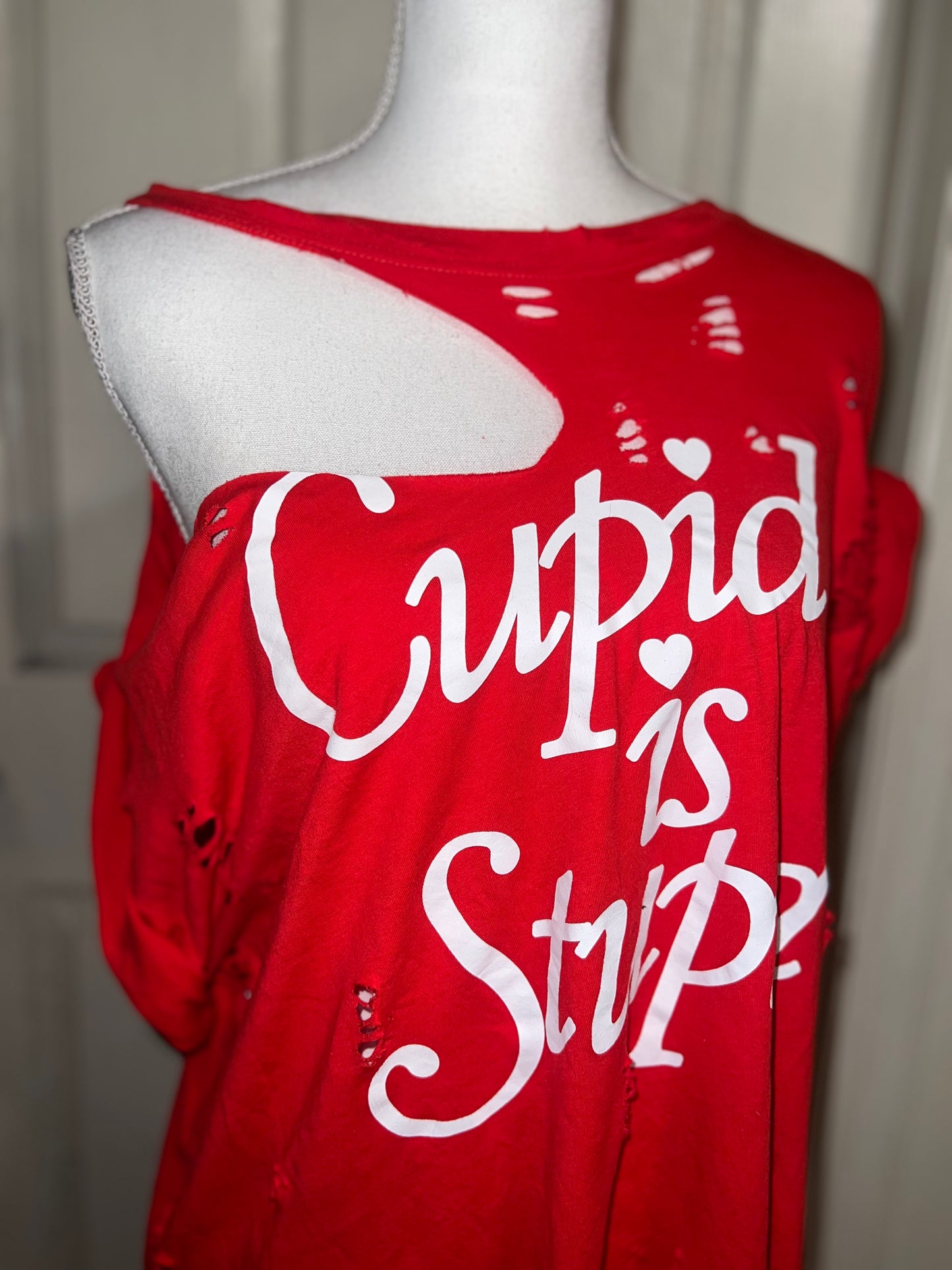 Cupid is Stupid Oversized Distressed Tee