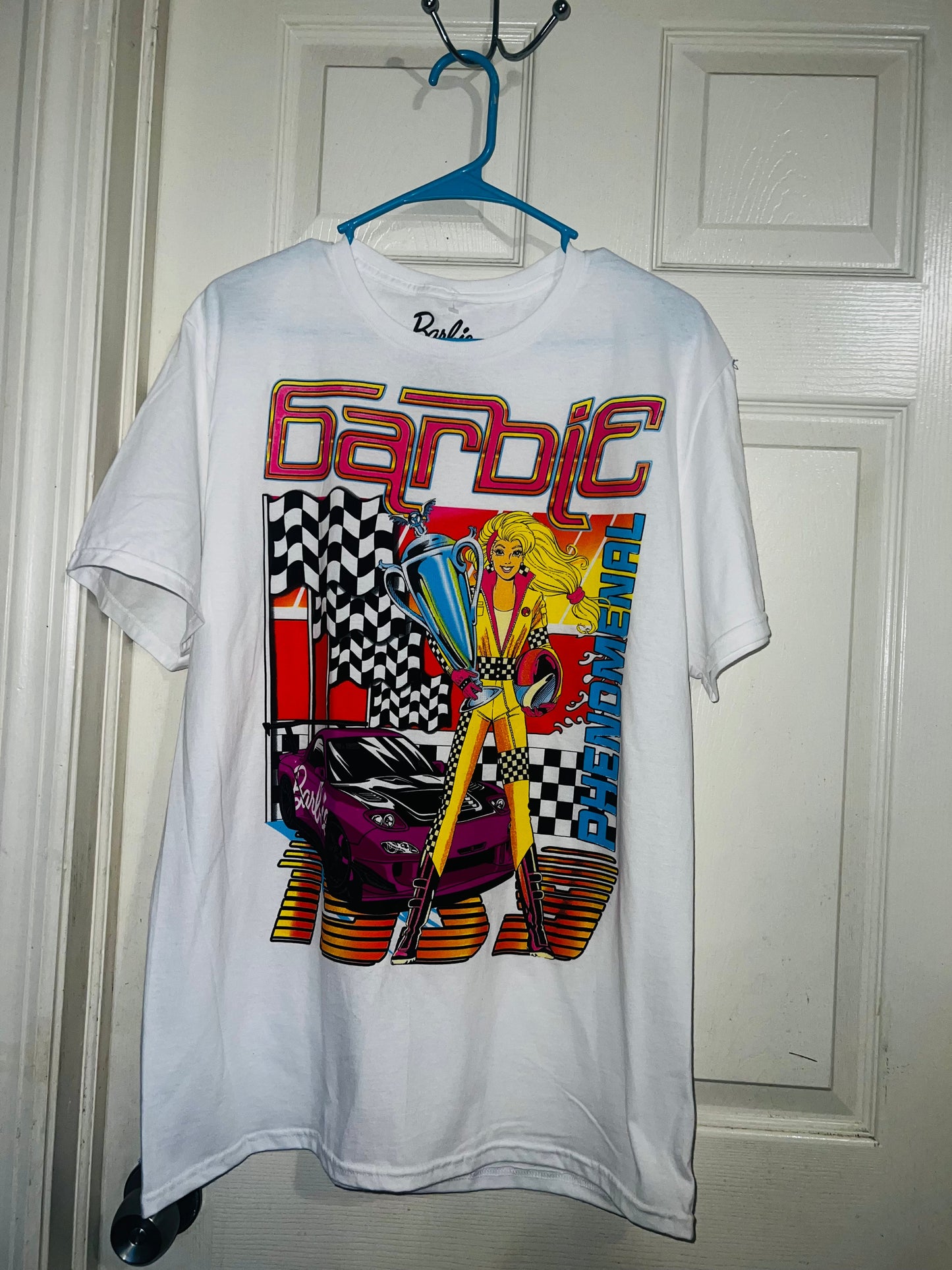 Barbie Race Car Oversized Distressed Tee