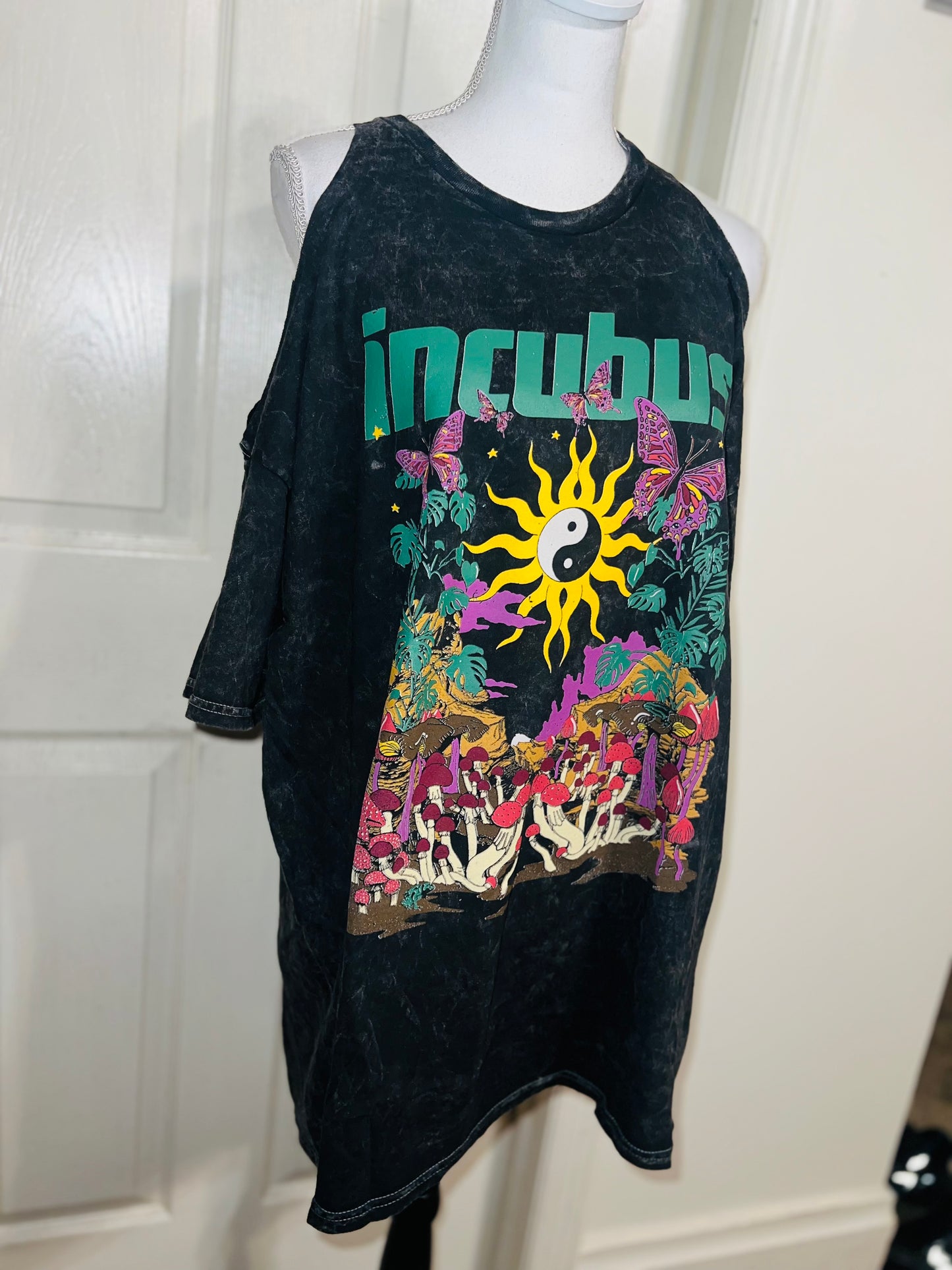 Incubus Oversized Distressed Cut Out Tee