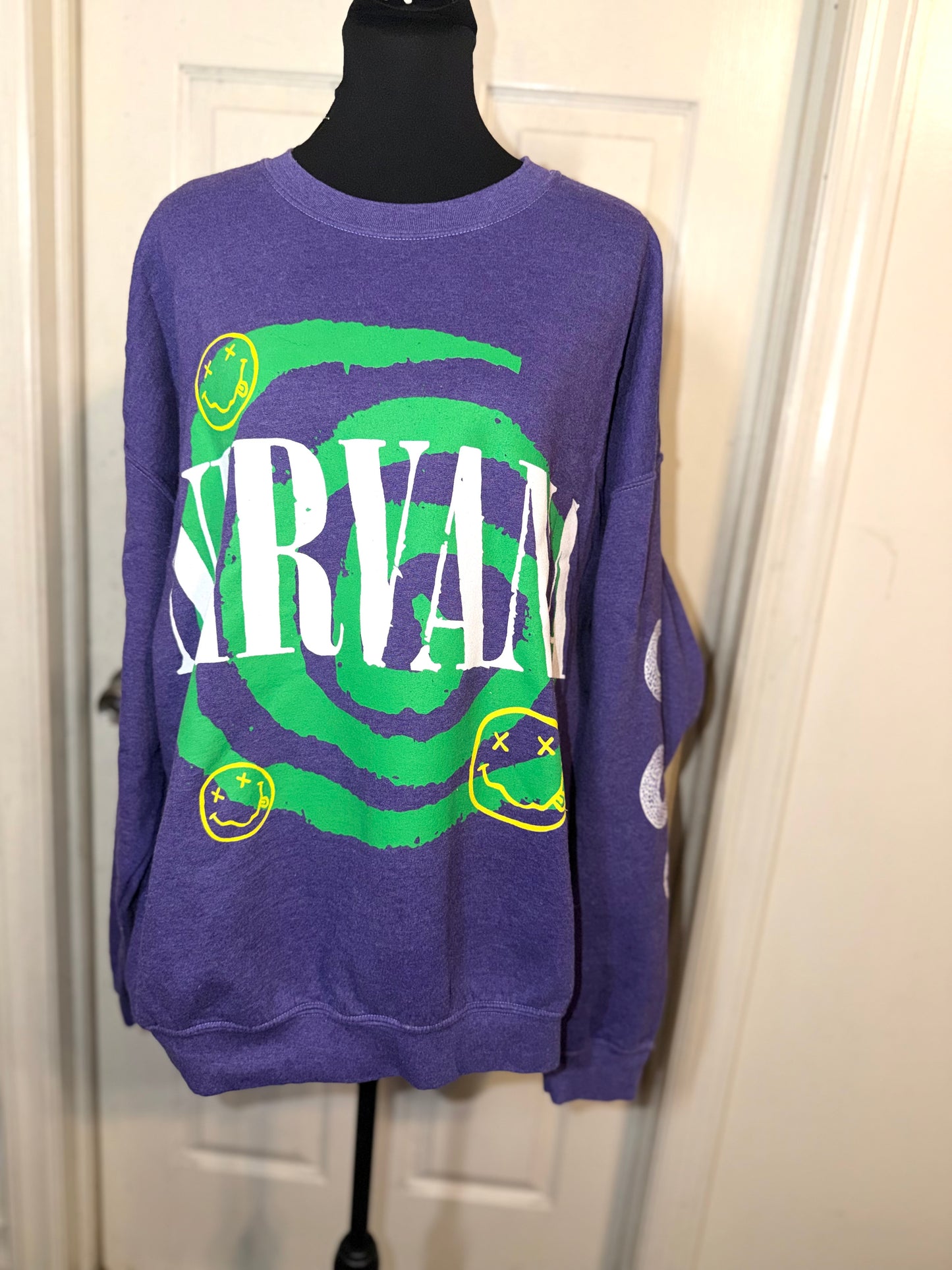 Nirvana Double Sided Oversized Distressed Sweatshirt