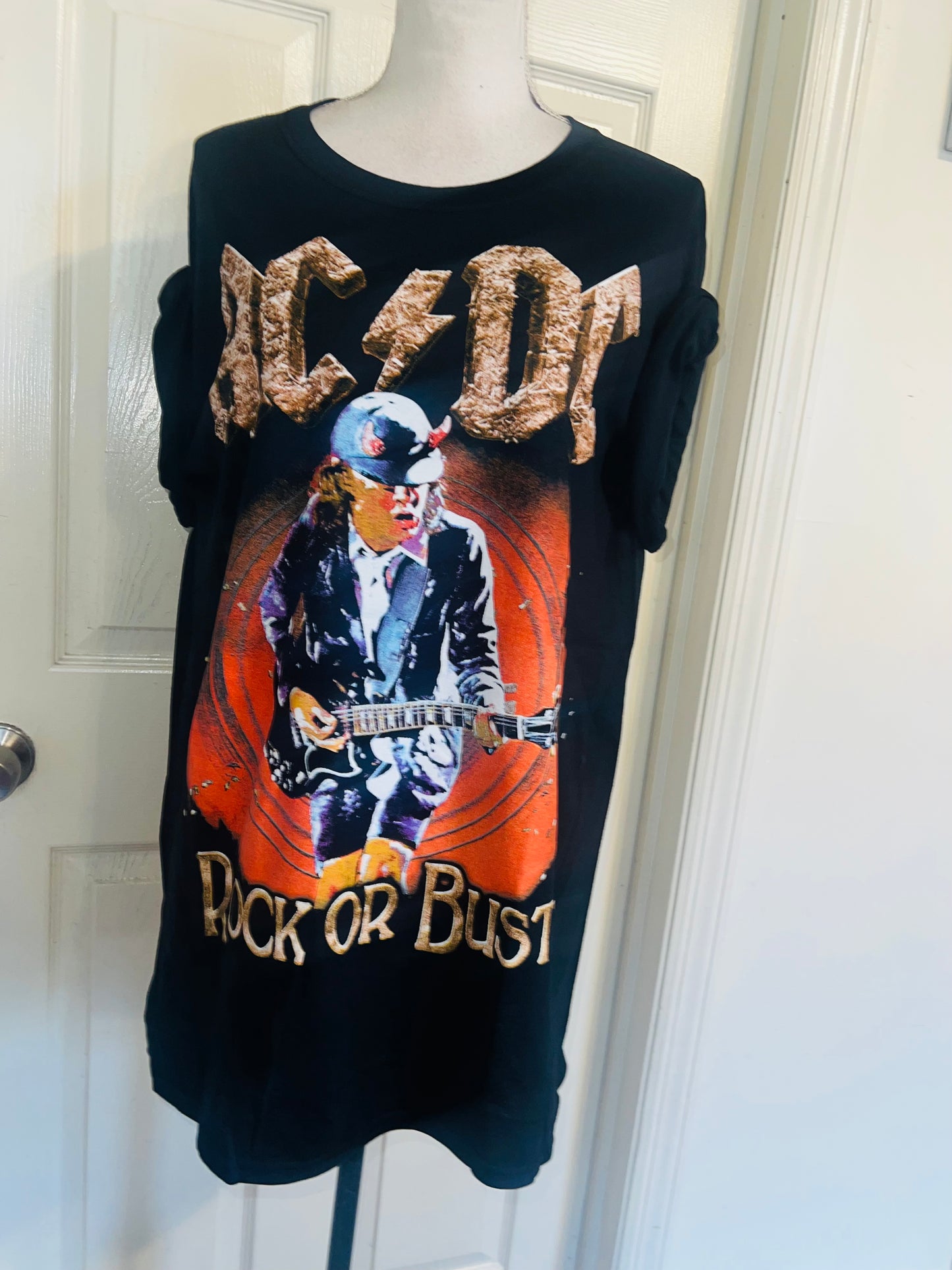 AC/DC Double Sided Oversized Distressed Tee