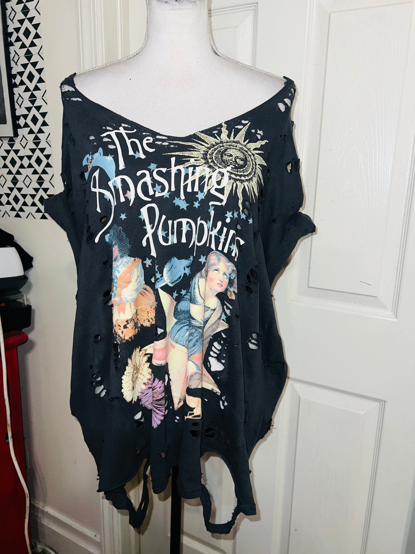 Smashing Pumpkins Double Sided Oversized Distressed Tee