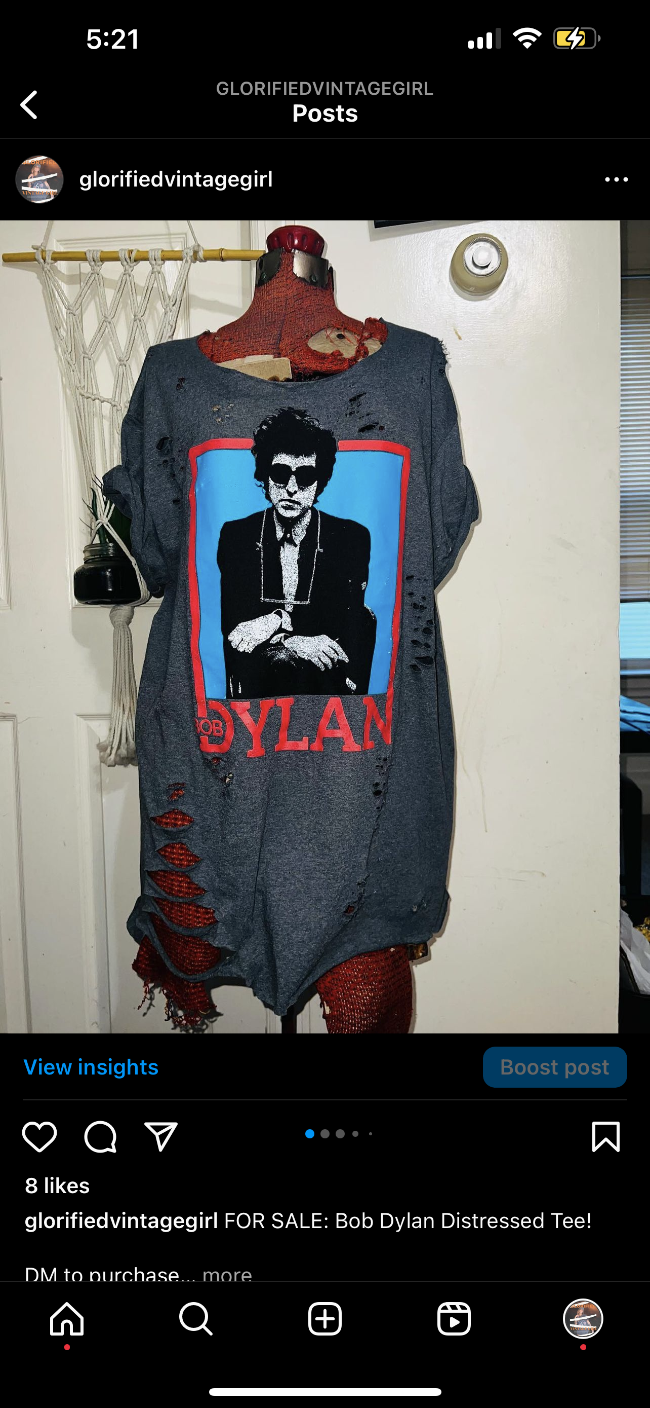 Bob Dylan Oversized Distressed Tee