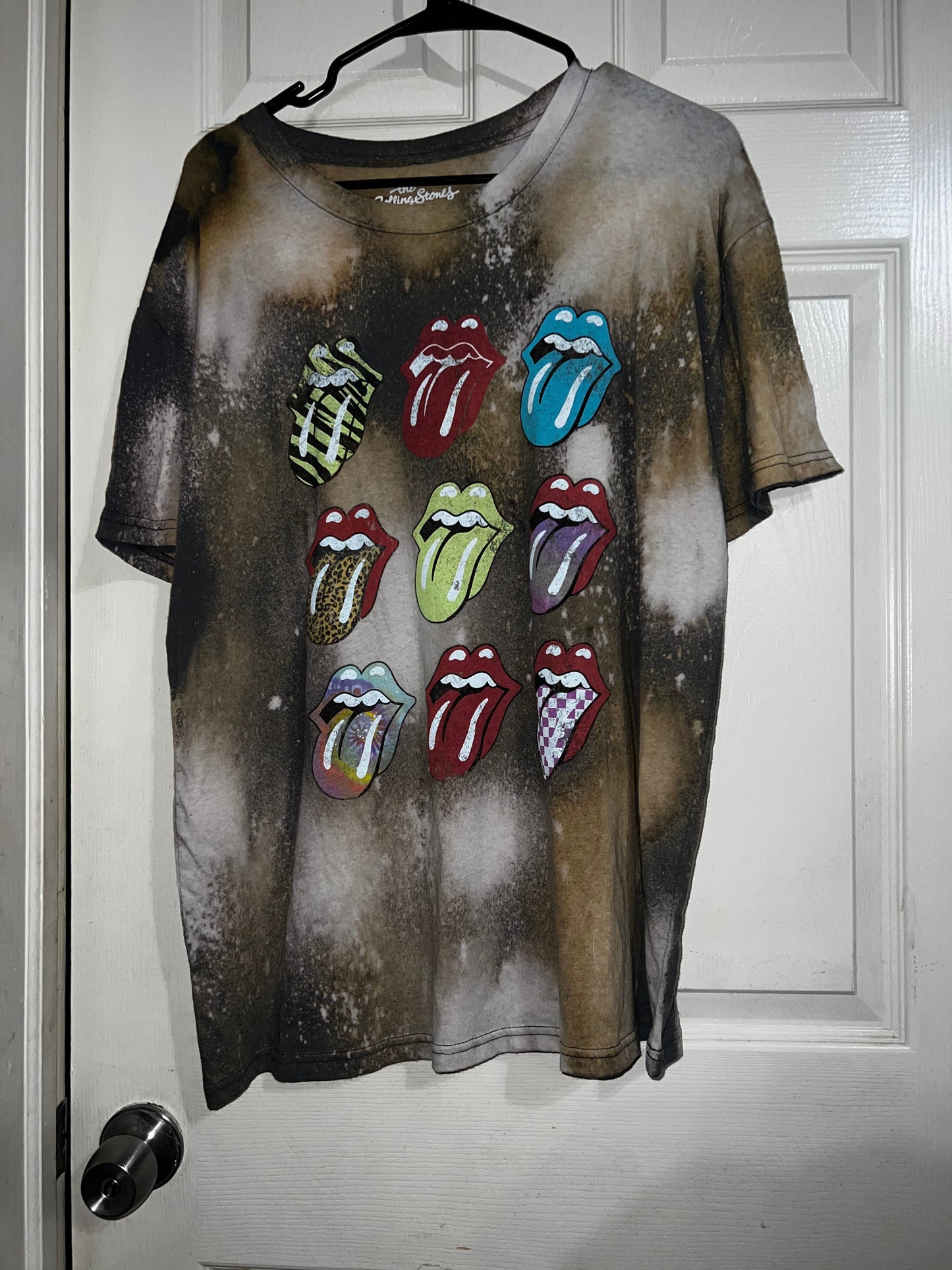 Bleached The Rolling Stones Multi Color Distressed Tee