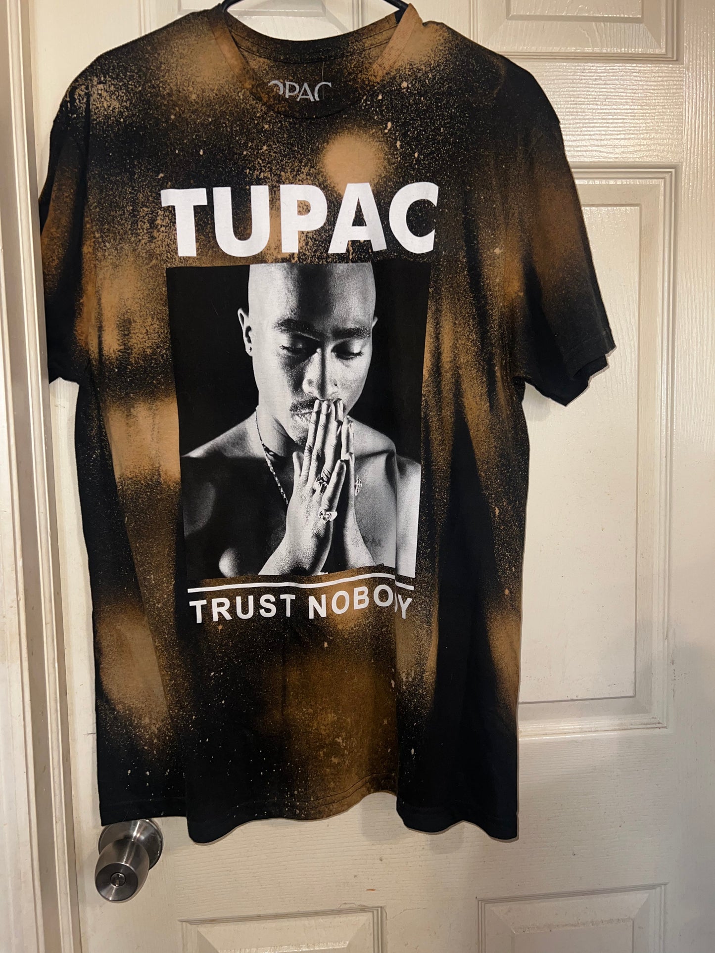 Tupac Bleached Oversized Distressed Tee