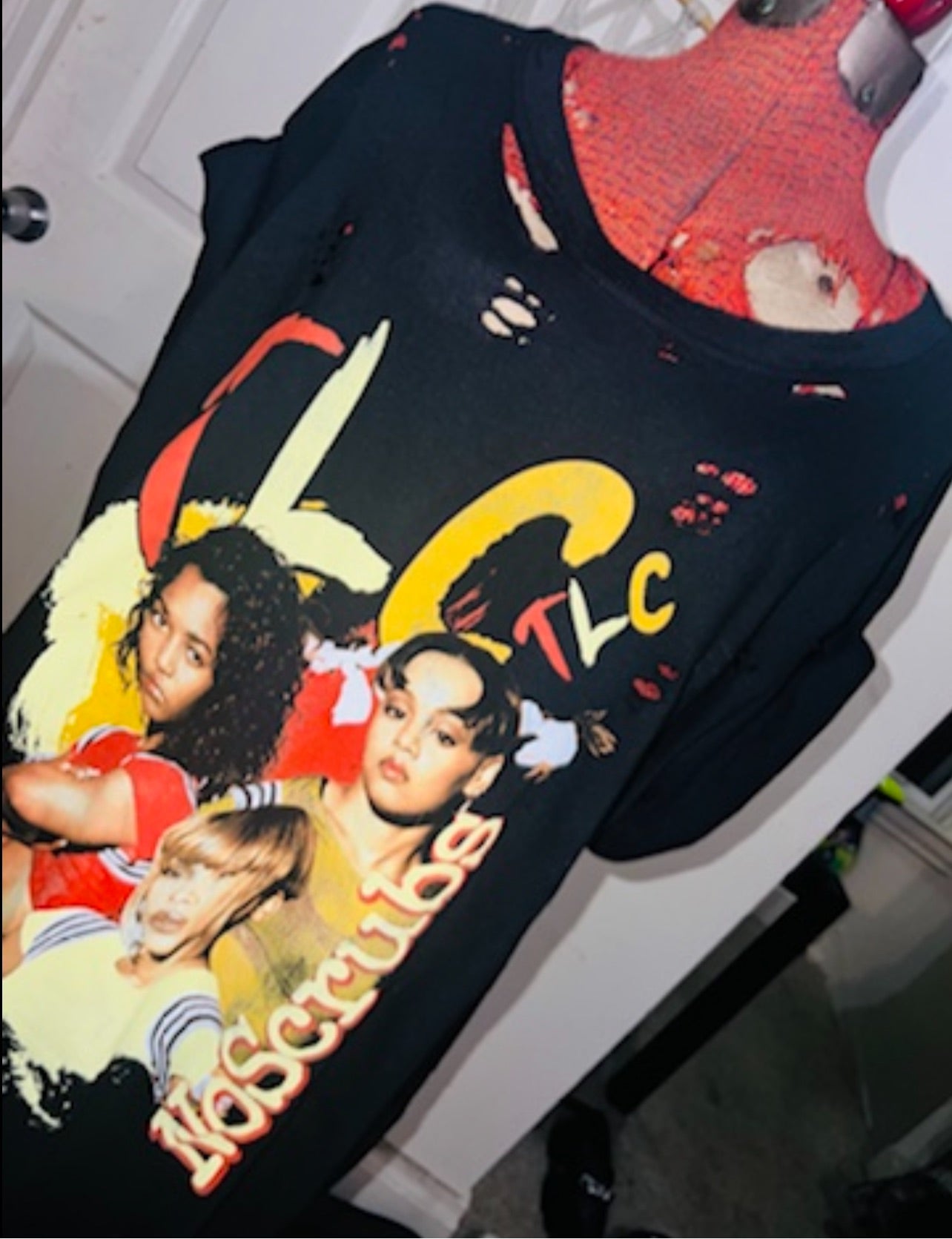 TLC No Scrubs Oversized Distressed Tee