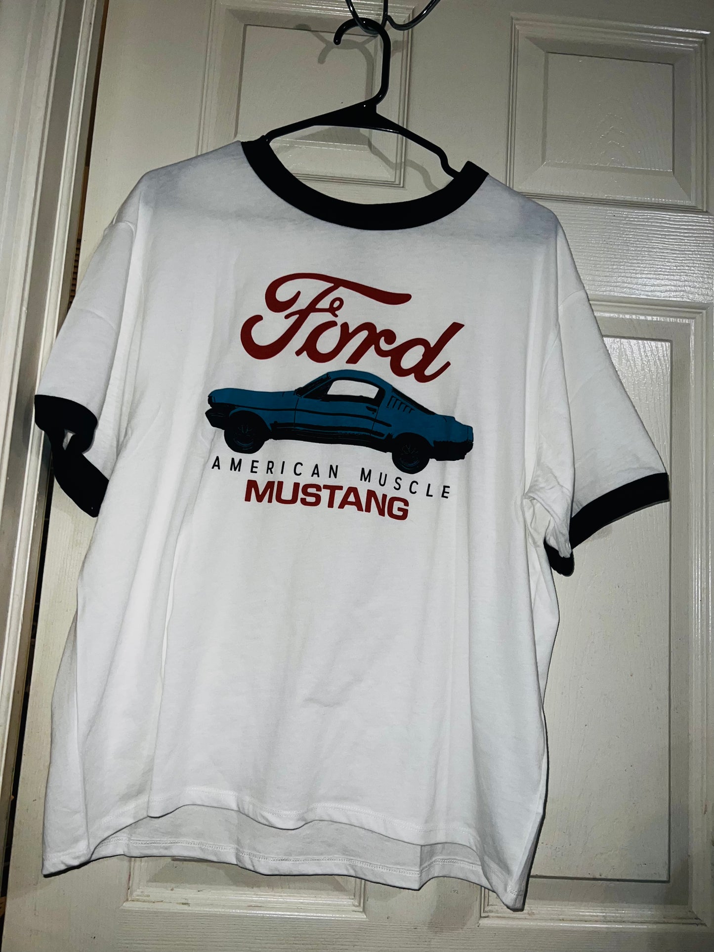 Ford Mustang Ringer Oversized Distressed Tee