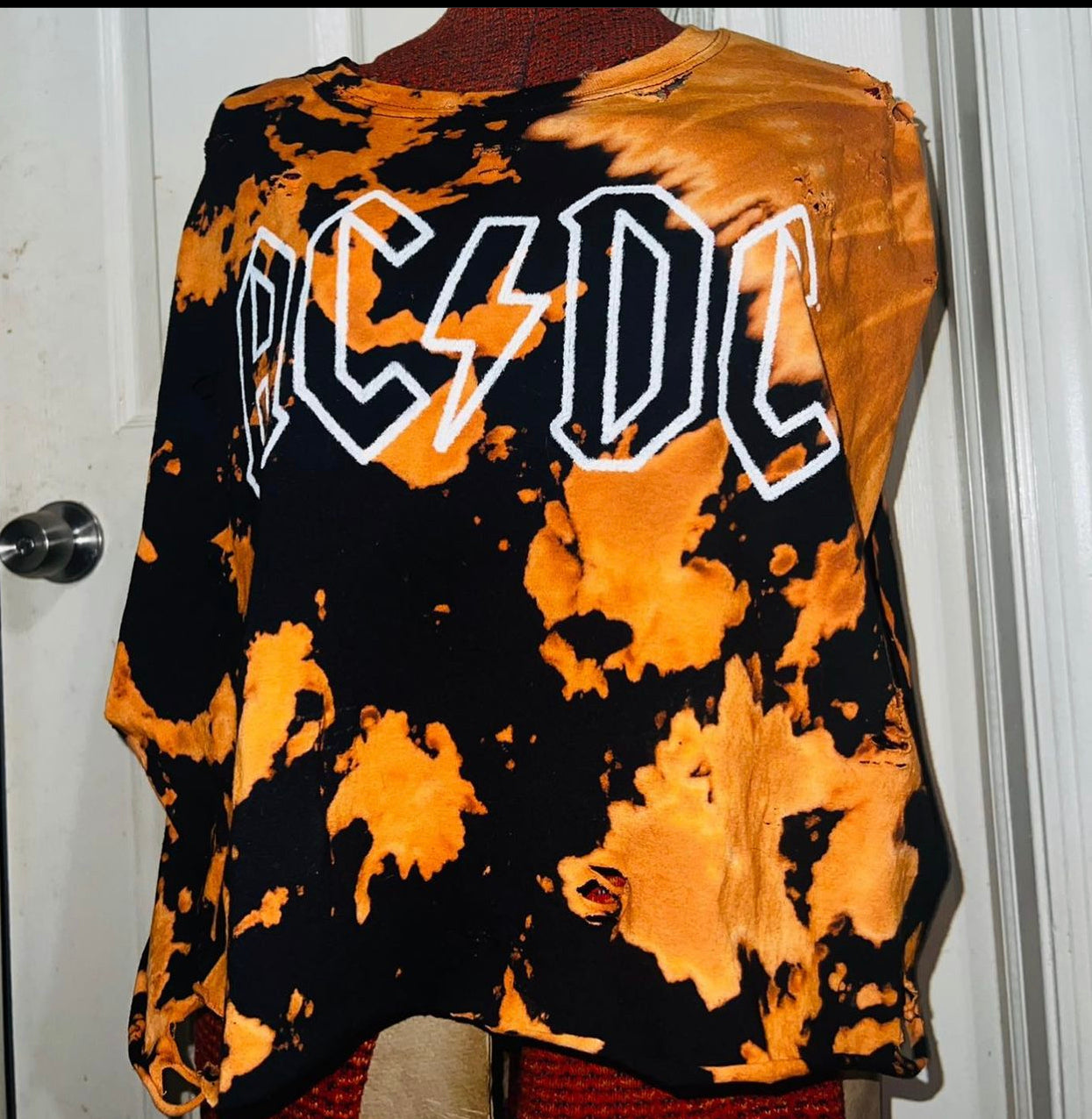 AC/DC Tie Dye Bleached Cropped Tank