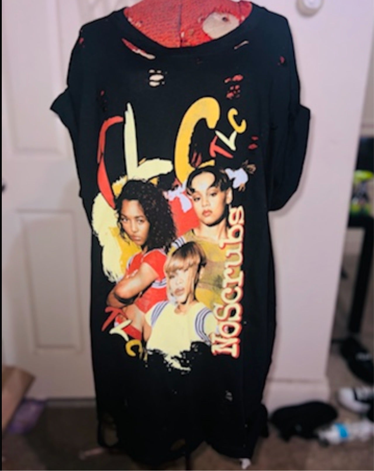 TLC No Scrubs Oversized Distressed Tee