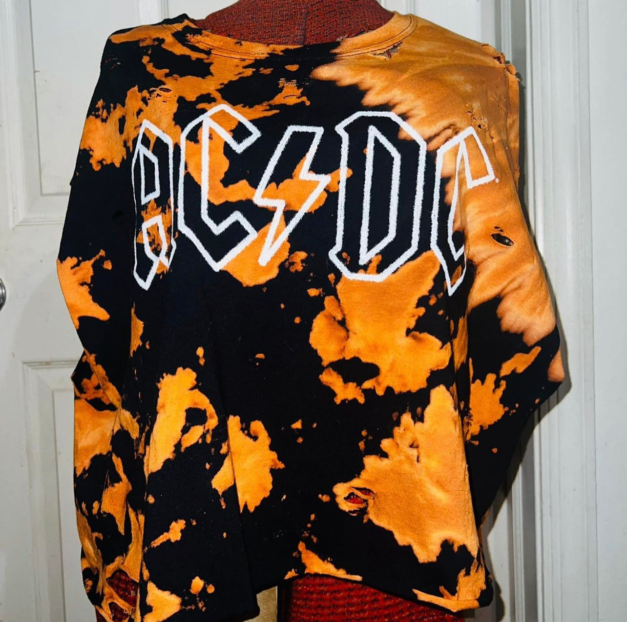 AC/DC Tie Dye Bleached Cropped Tank